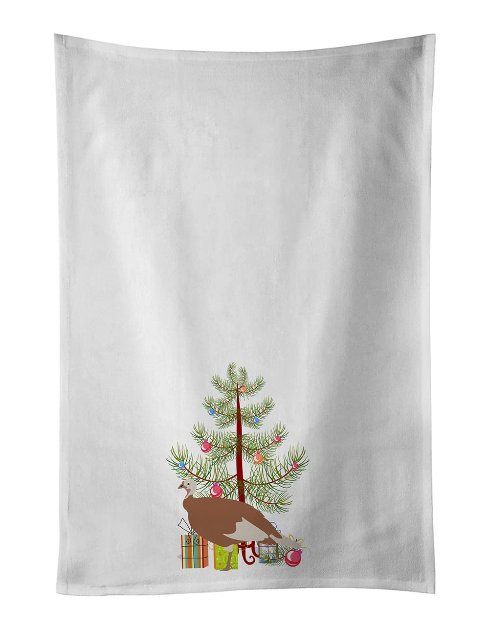Jersey Buff Turkey Hen Christmas White Kitchen Towel Set of 2