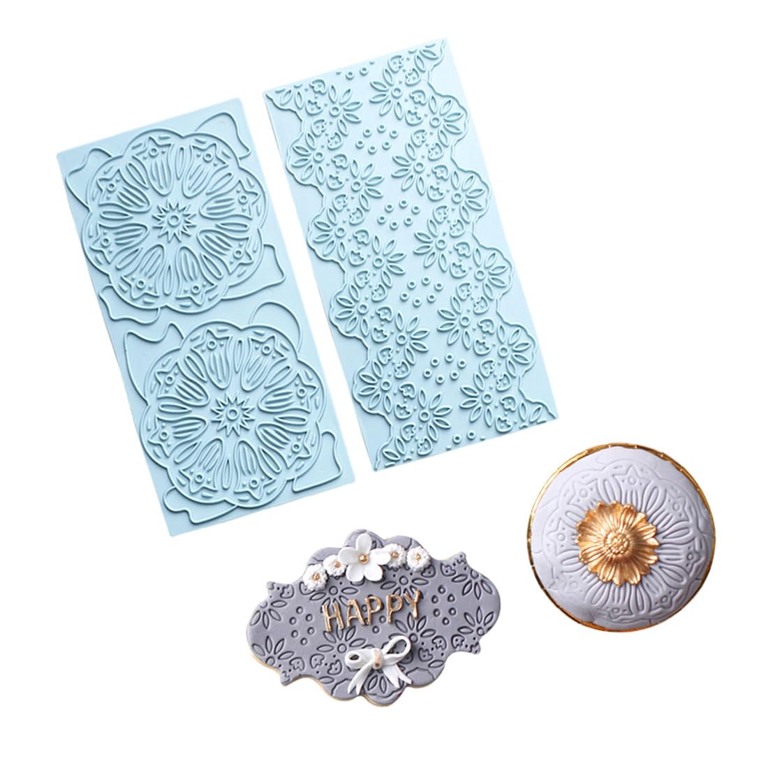 Anyana Set Of 12 +6 Free Plastic Embossed Icing Moulds Kits Wood Brick Cobblestone Quilted Grid Diamond Designs Chocolate Emboss