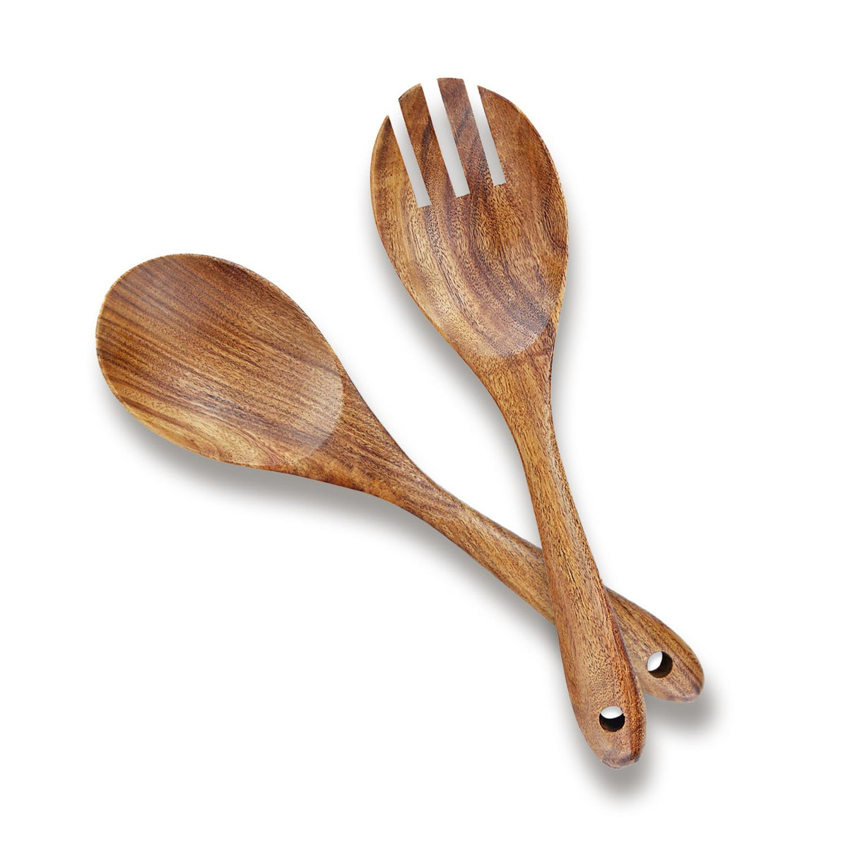 Aoosy Salad Tongs, Salad Servers, Salad Tongs For Serving, 10.2 Inches Acacia Wood Serving Utensils Set Salad Mixing Dinner Fork
