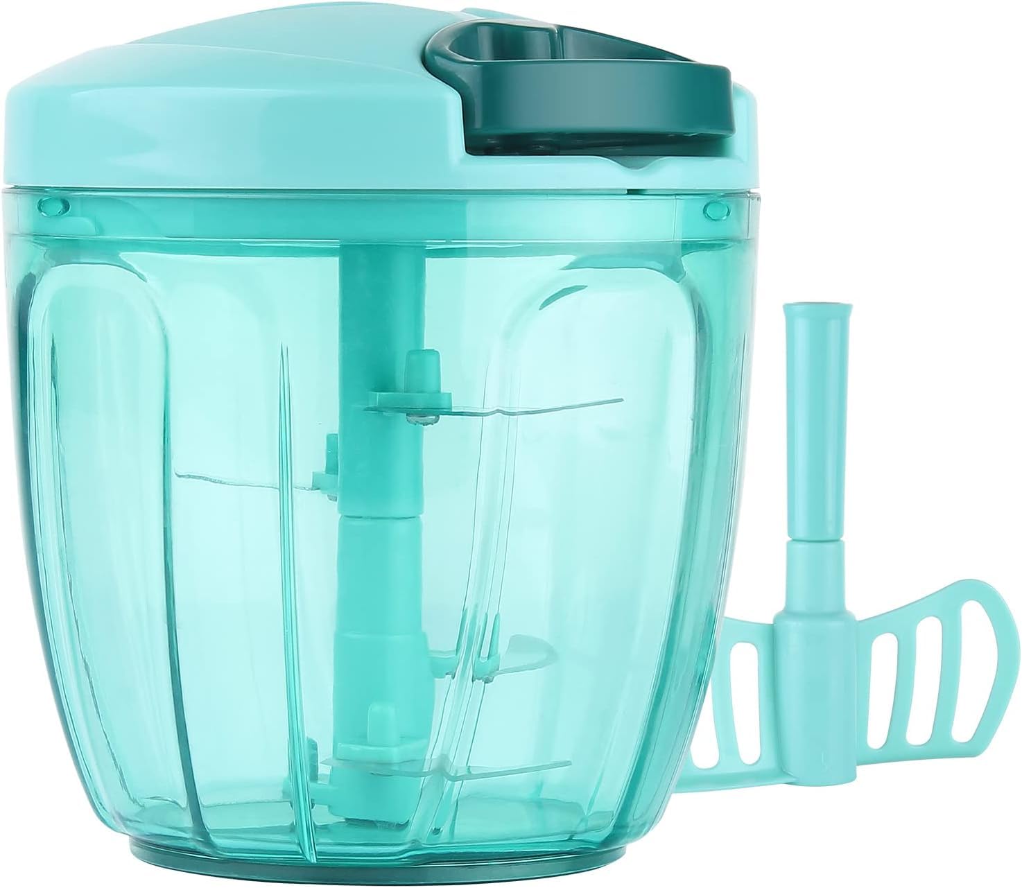 Limboli Manual Food Vegetable Chopper With 6 Blades, Easy Hand Pull Portable Garlic Crusher, Whisk And Smoothie Blender, 1000Ml 
