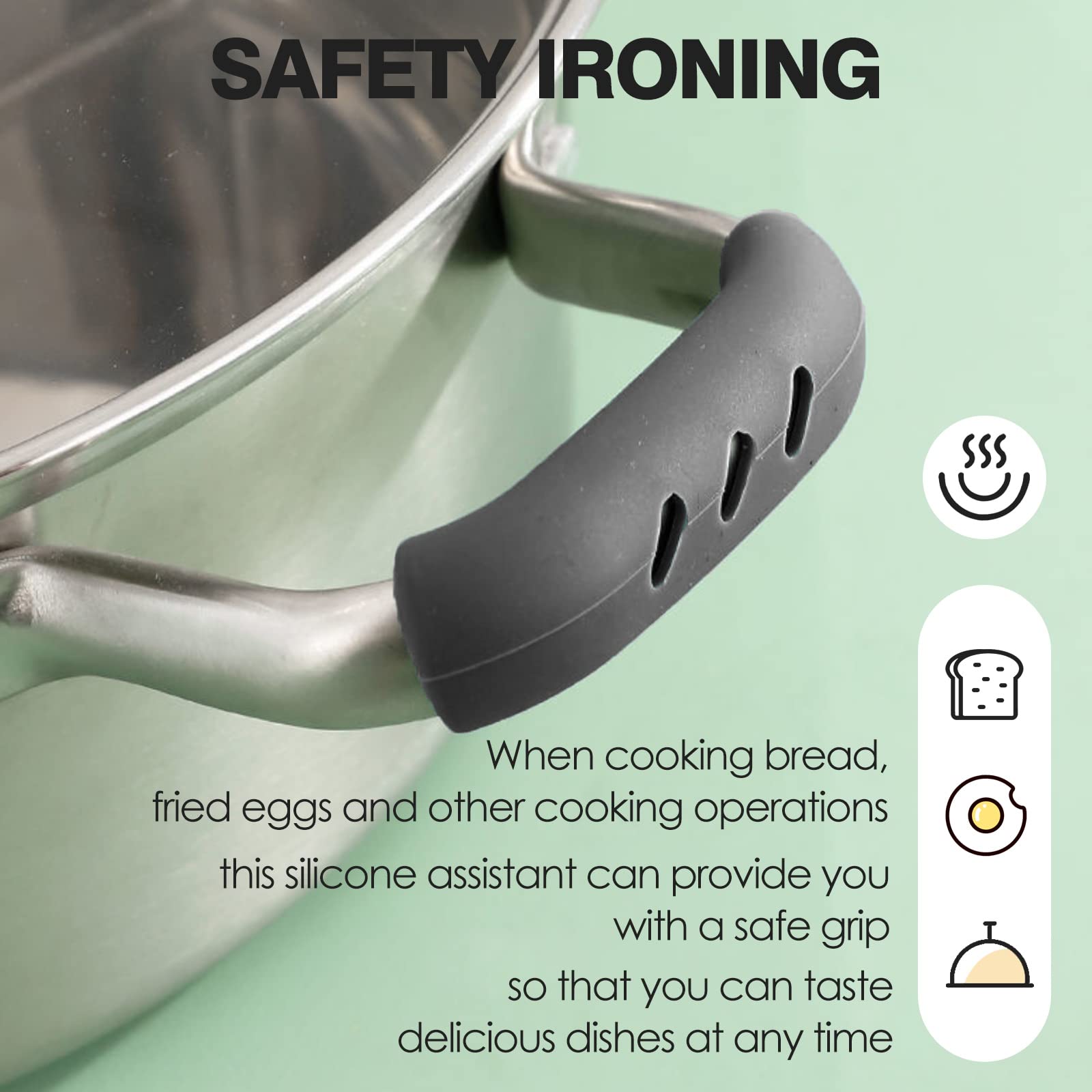 6 Pack Heat Resistant Silicone Pot Handle Covers - Universal Fit For Pots, Pans, And Skillets - Non-Slip Grip, Protects Hands Fr