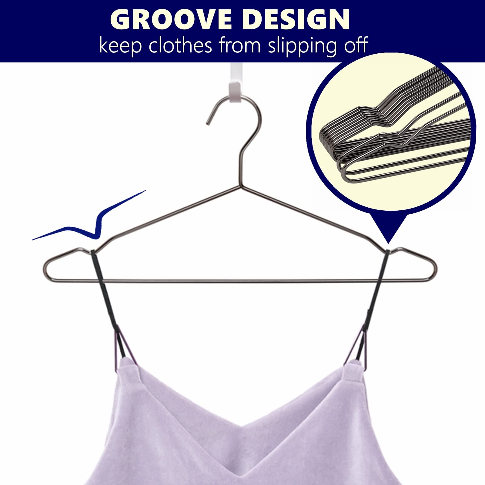 Amber Home 17'' Strong Black Metal Wire Clothes Hangers 30 Pack, Heavy Duty Coat Hangers, Standard Suit Hangers For Jacket, Shir