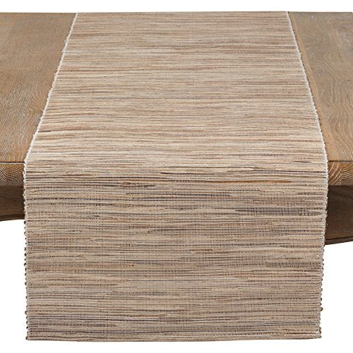 Saro Lifestyle Melaya Collection Shimmering Woven Nubby Water Hyacinth Table Runner, 16'' X 72'', Natural