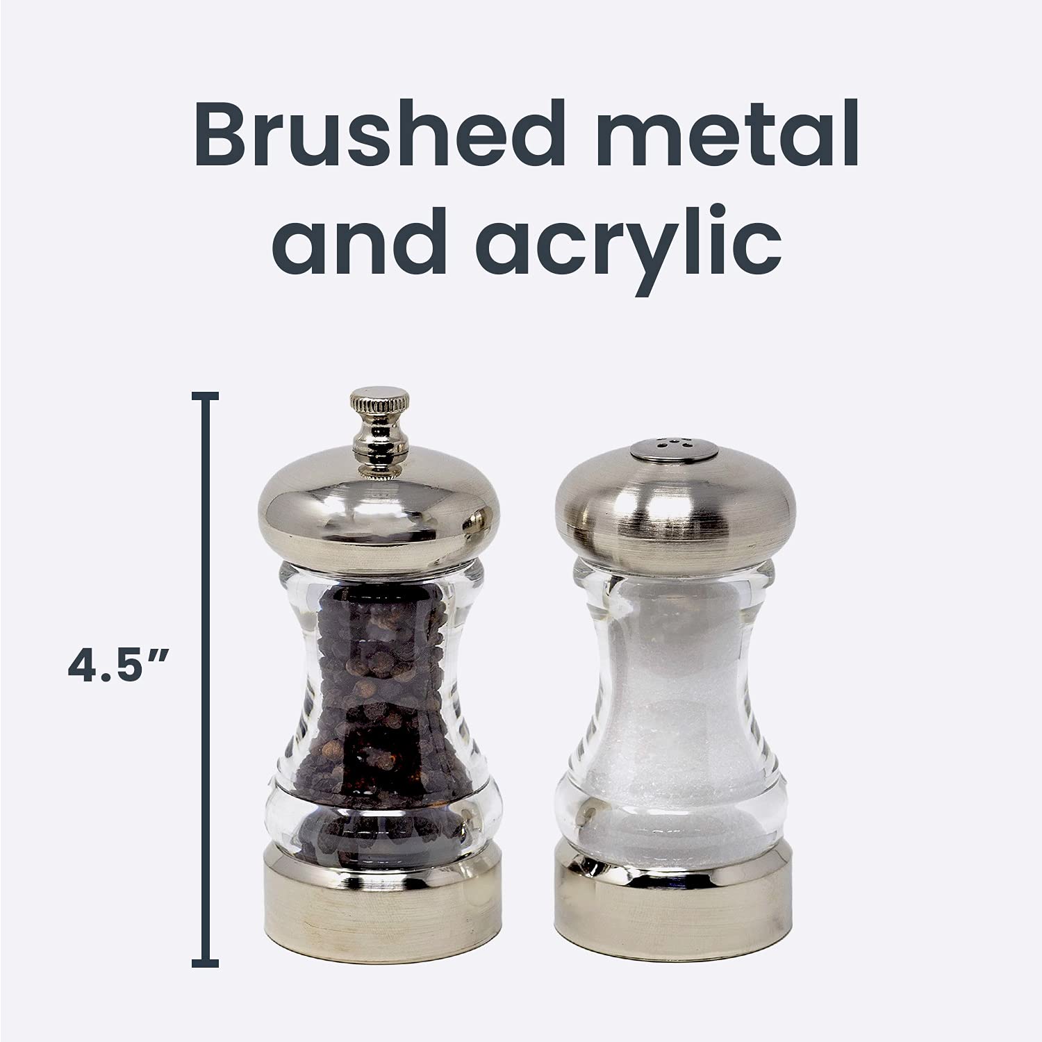 Olde Thompson 4.5'' Monterey Acrylic Salt Shaker & Pepper Mill Set, Adjustable Pepper Grinder