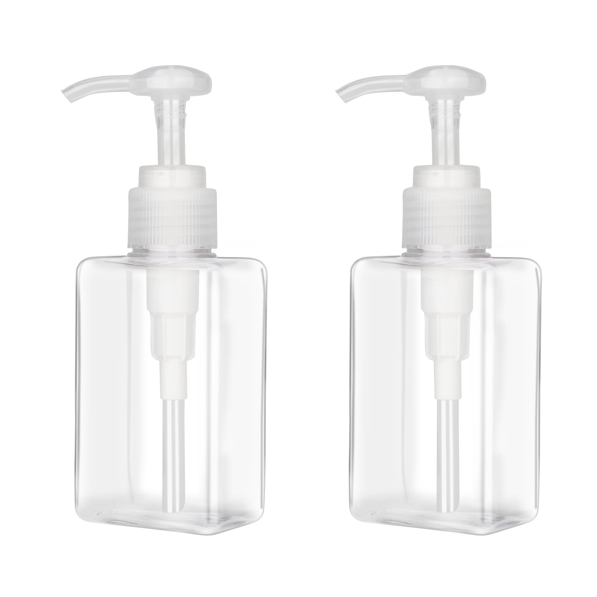 100Ml (3.4Oz) Pump Bottle Dispenser Jansburg 2 Pack Refillable Flat Square Plastic Lotion Dispenser Leakproof Empty Lotion Pump