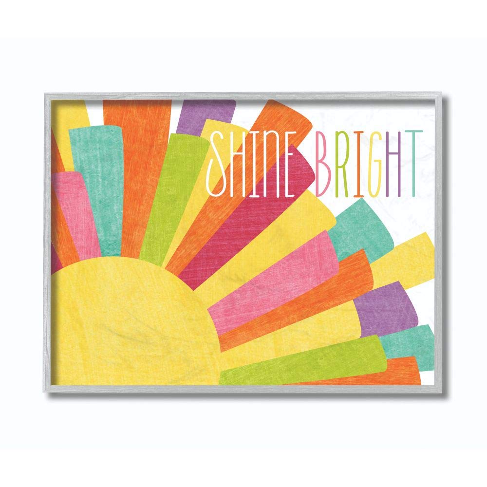 The Kids Room by Stupell Shine Bright Sun Illustration Gray Framed Wall Art, 16x20, Multi-Color