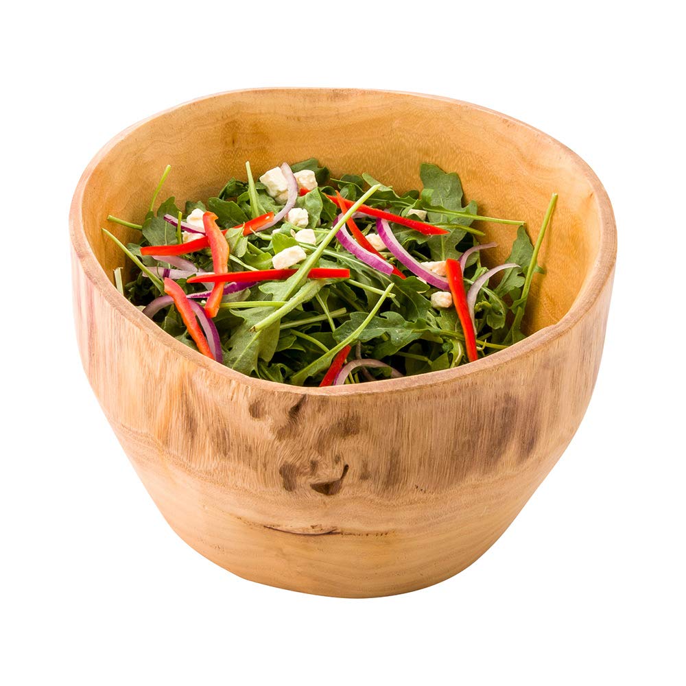 Restaurantware Nature Tek 9.75 Inch Rustic Serving Bowl 1 Handmade Decorative Salad Bowl - Shatter-Proof Scratch-Resistant Natur