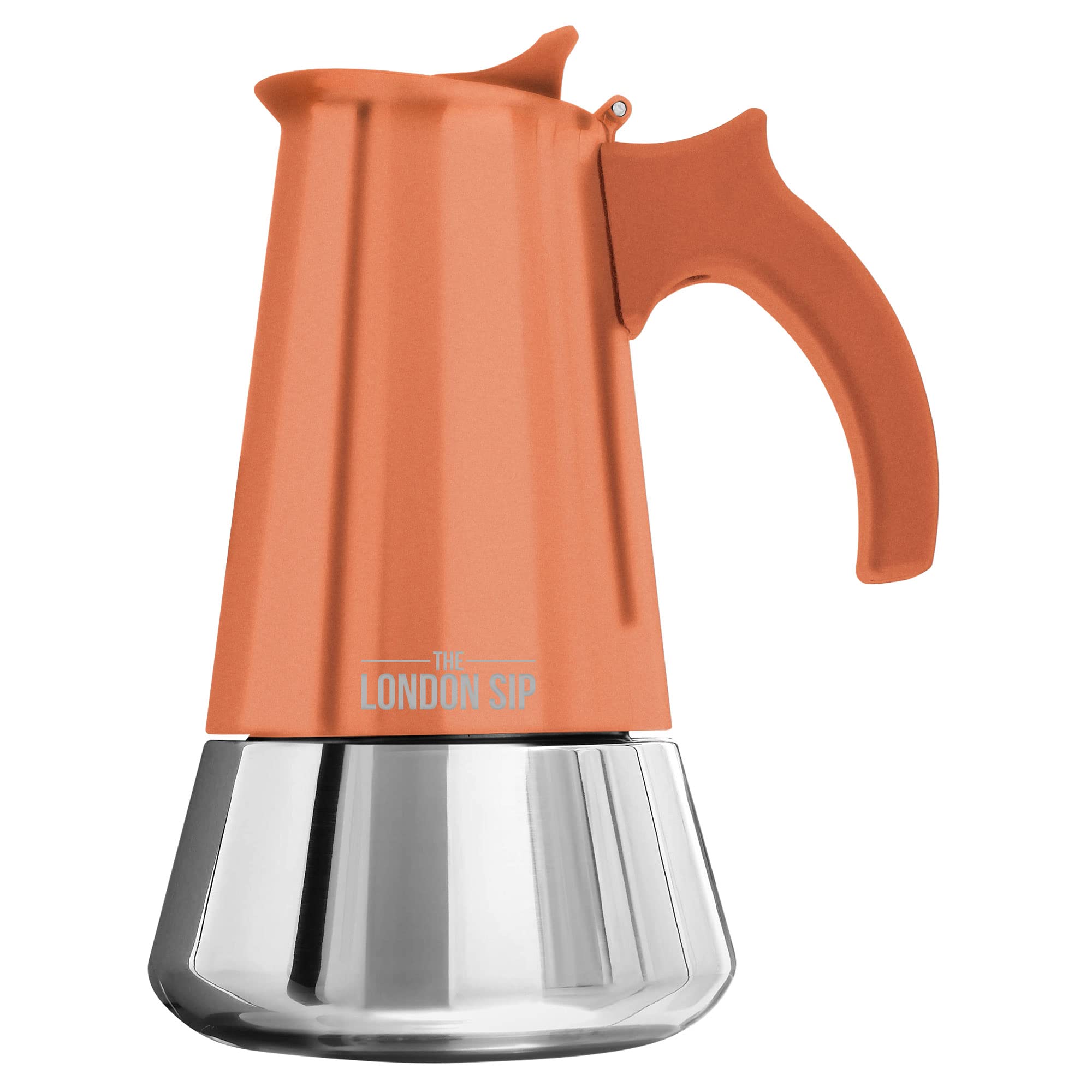London Sip Stainless Steel Stovetop Espresso Maker Moka Pot Italian Coffee Percolator, Copper, Medium (10.14 Oz)