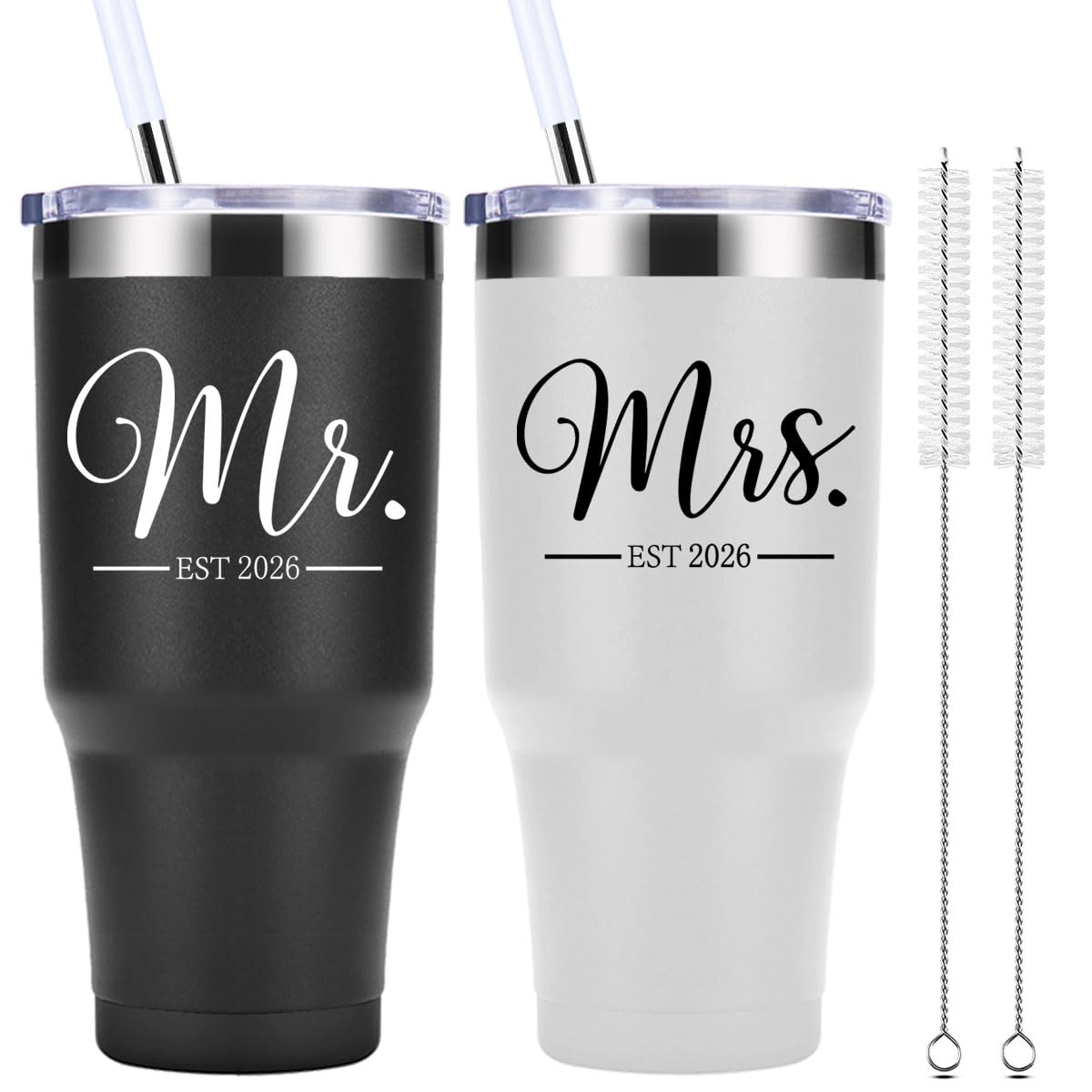 momocici Mr and Mrs Est 2026 30 OZ Tumbler.Engagement Wedding Wife Husband Bride Groom Couple Gifts.Newlyweds Anniversary Bride 