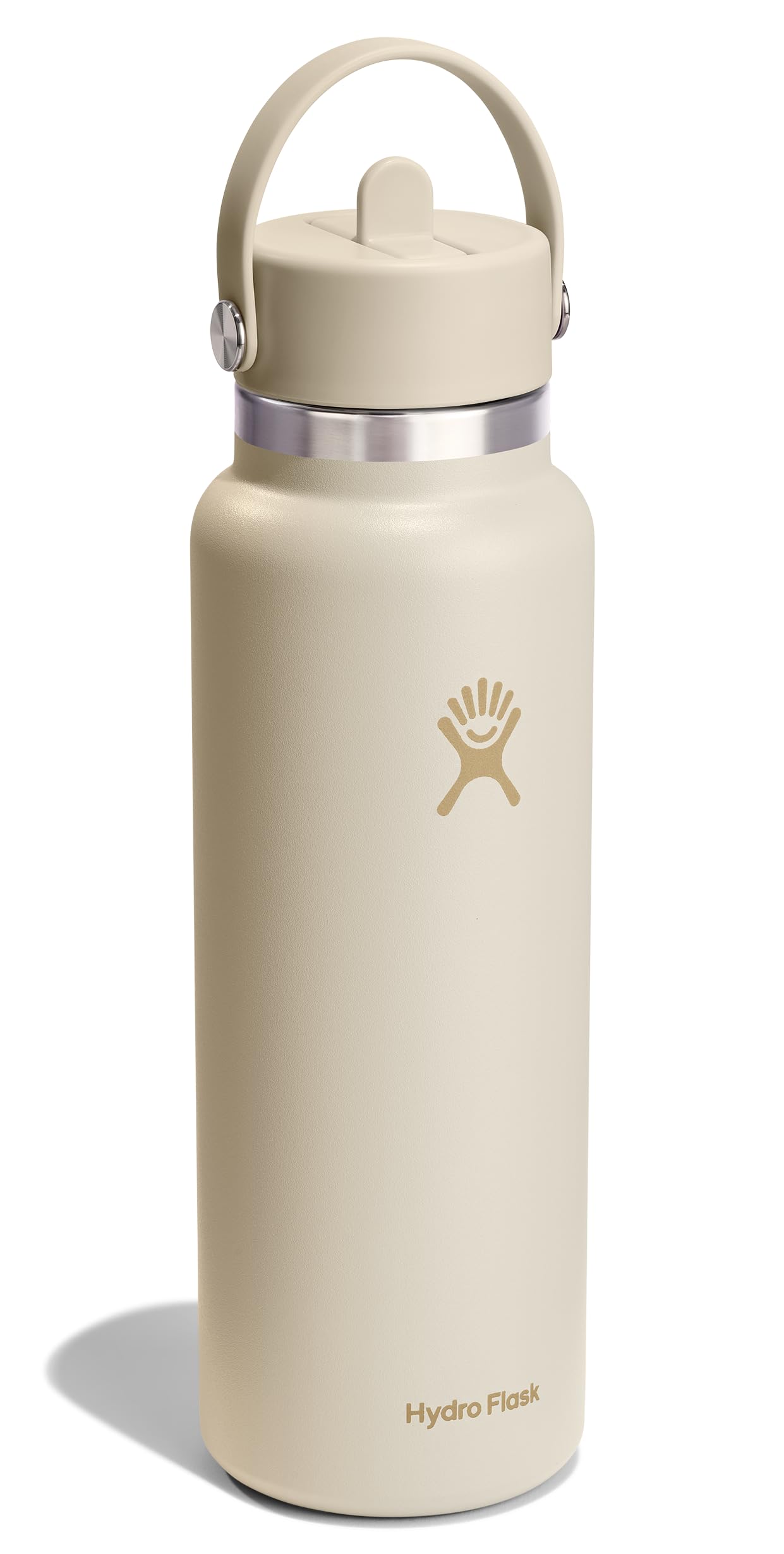 Hydro Flask Water Bottle - Insulated Stainless Steel - Wide Mouth Flex Straw Lid, Non Spill, Leakproof and Refillable in 40 Oz C
