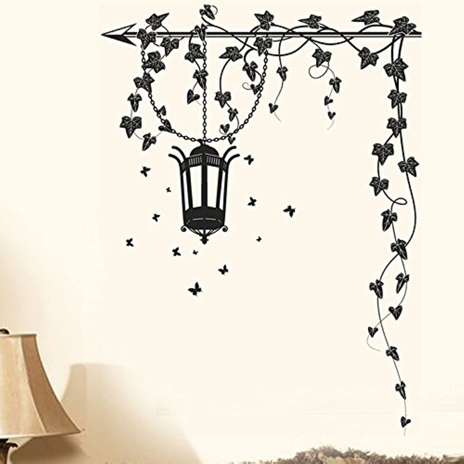 Decals Design Stickerskart Wall Stickers Hanging Lamp And Vines Black (Wall Covering Area: 90Cm X 90Cm ,Product Dimensions: 50X7