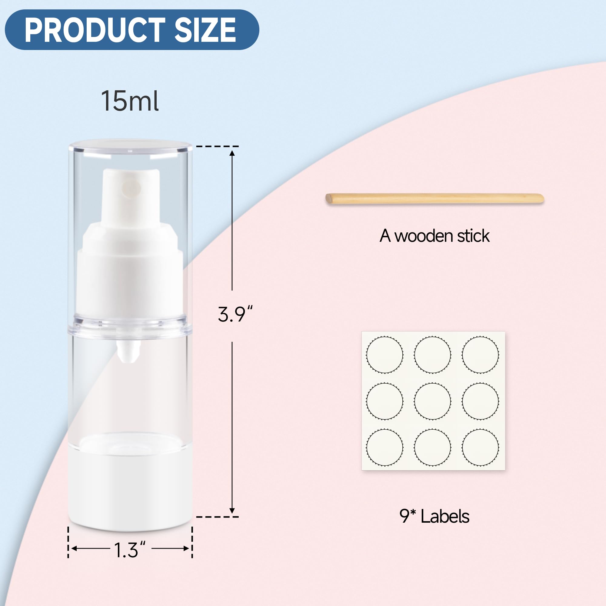 Givitasot 0.5Oz/15Ml Airless Pump Small Spray Bottle, 3 Pack Vacuum Travel Spray Bottle, Fine Mist Mini Spray Bottle For Toner P