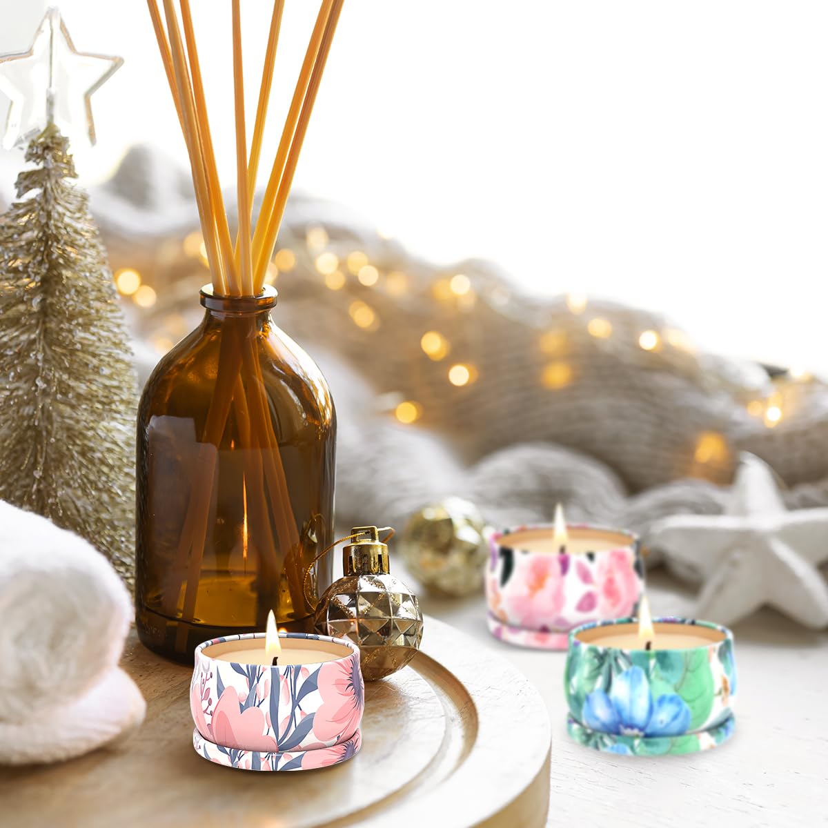 Scented Candles Gift Sets of 3, Stress Relief Candles for Home Scented, Natural Soy Wax Aromatherapy Candle, Burning Long Lastin