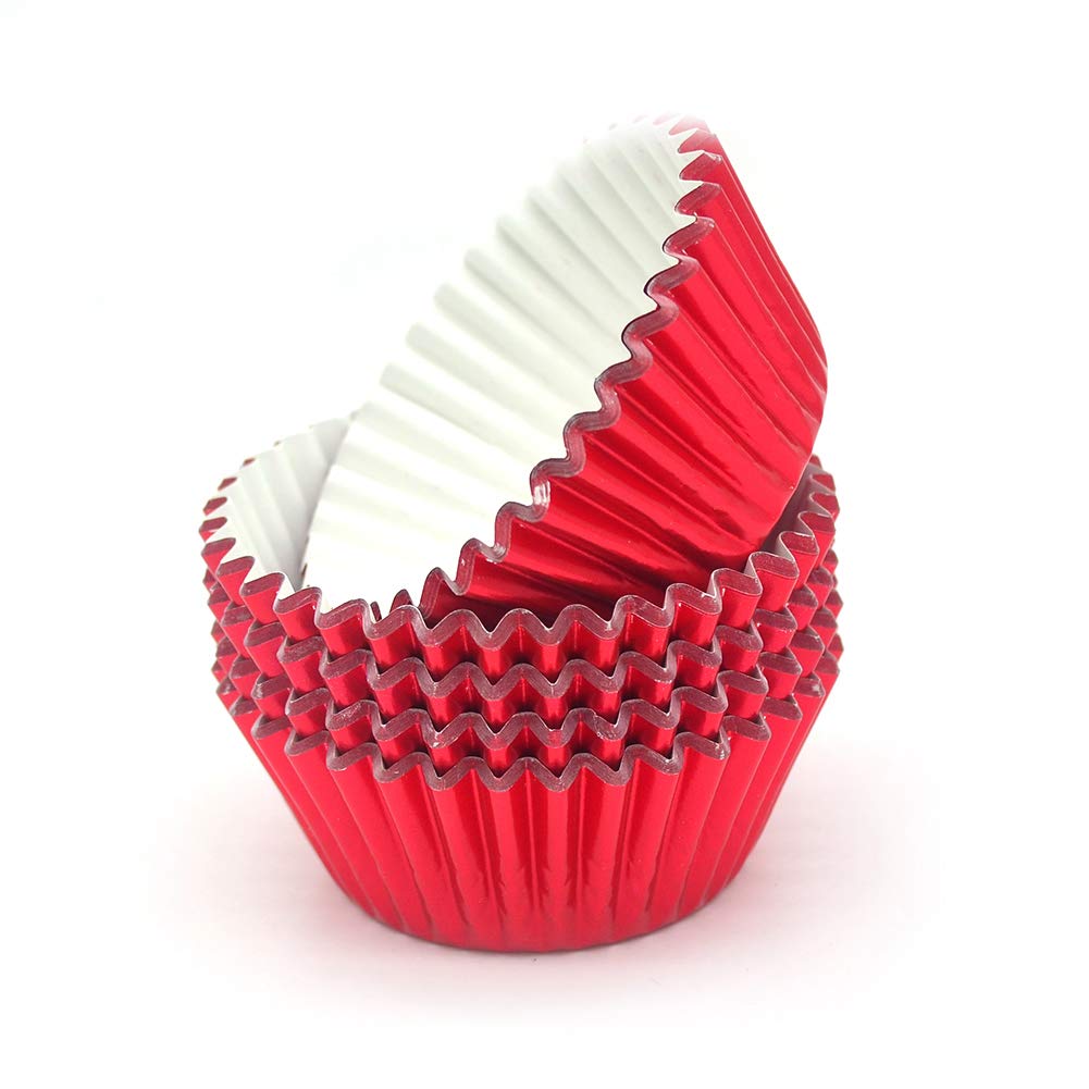 Mombake Standard Red Foil Cupcake Liners Muffin Baking Cups For Party And More, 100-Count