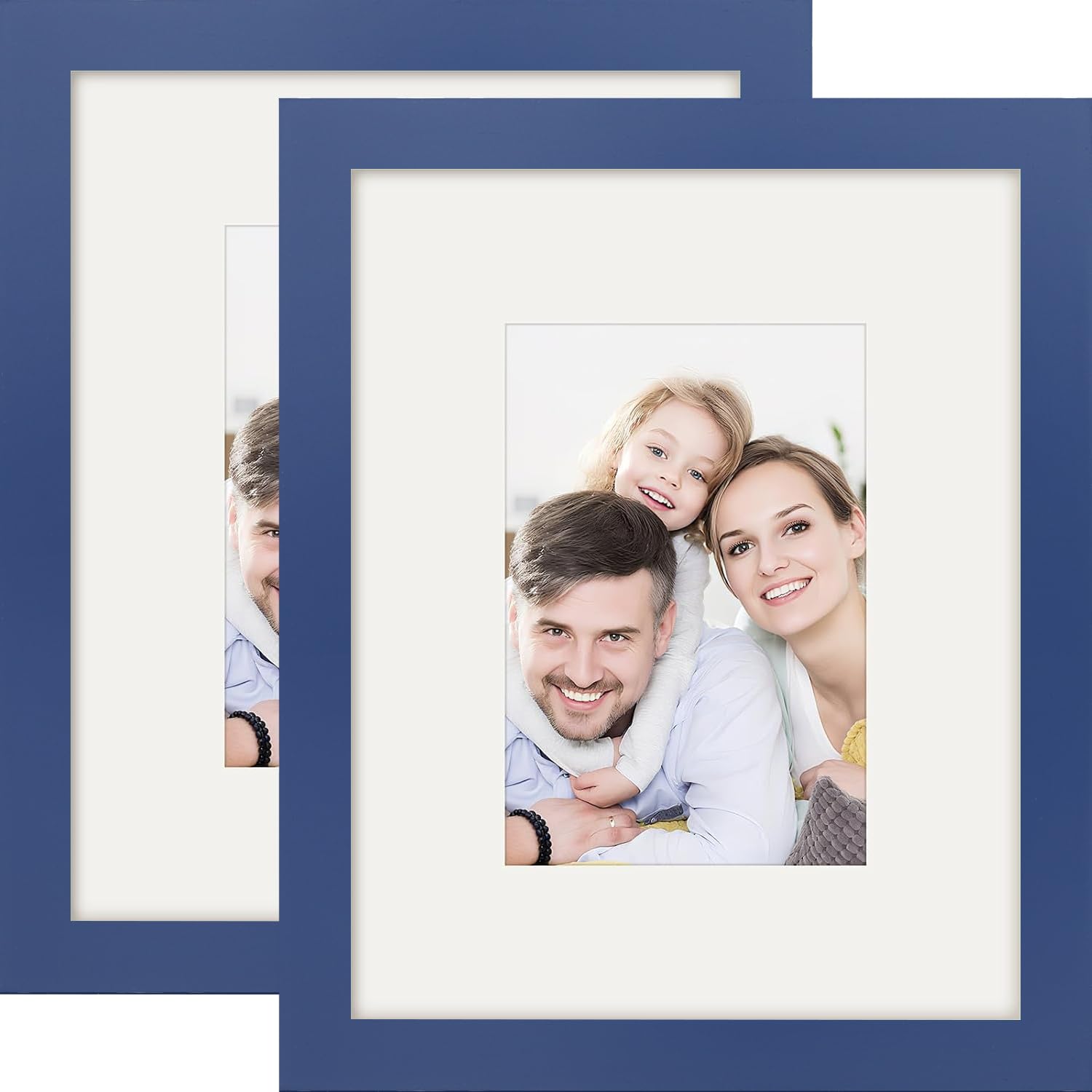 Picture Frames 8x10 2 Pack Nature Solid Wood Navy Blue for Wall Mounting and Tabletop Display