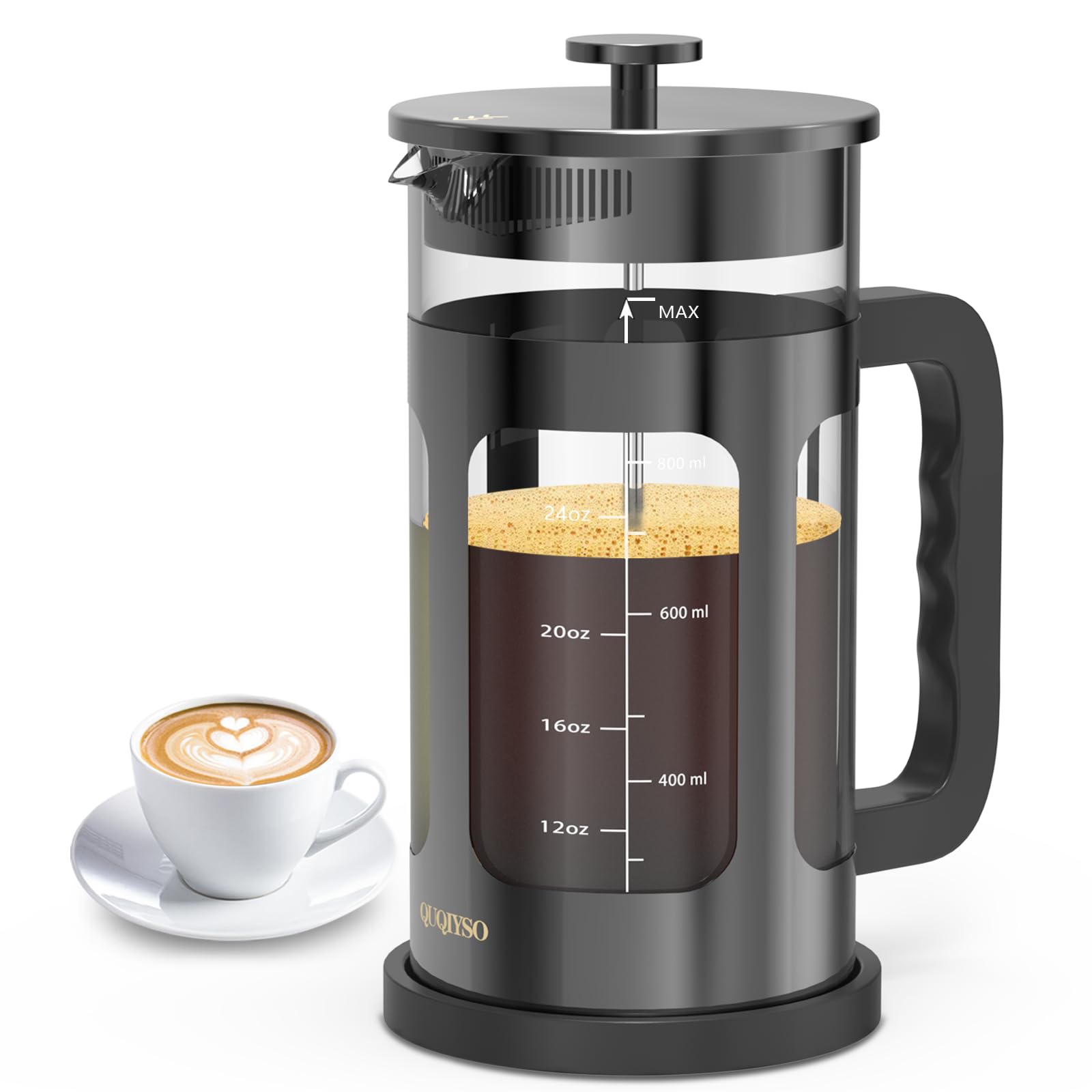 Quqiyso French Press Coffee Maker 34Oz 304 Stainless Steel French Press With 4 Filter, Heat Resistant Durable, Easy To Clean, Bo