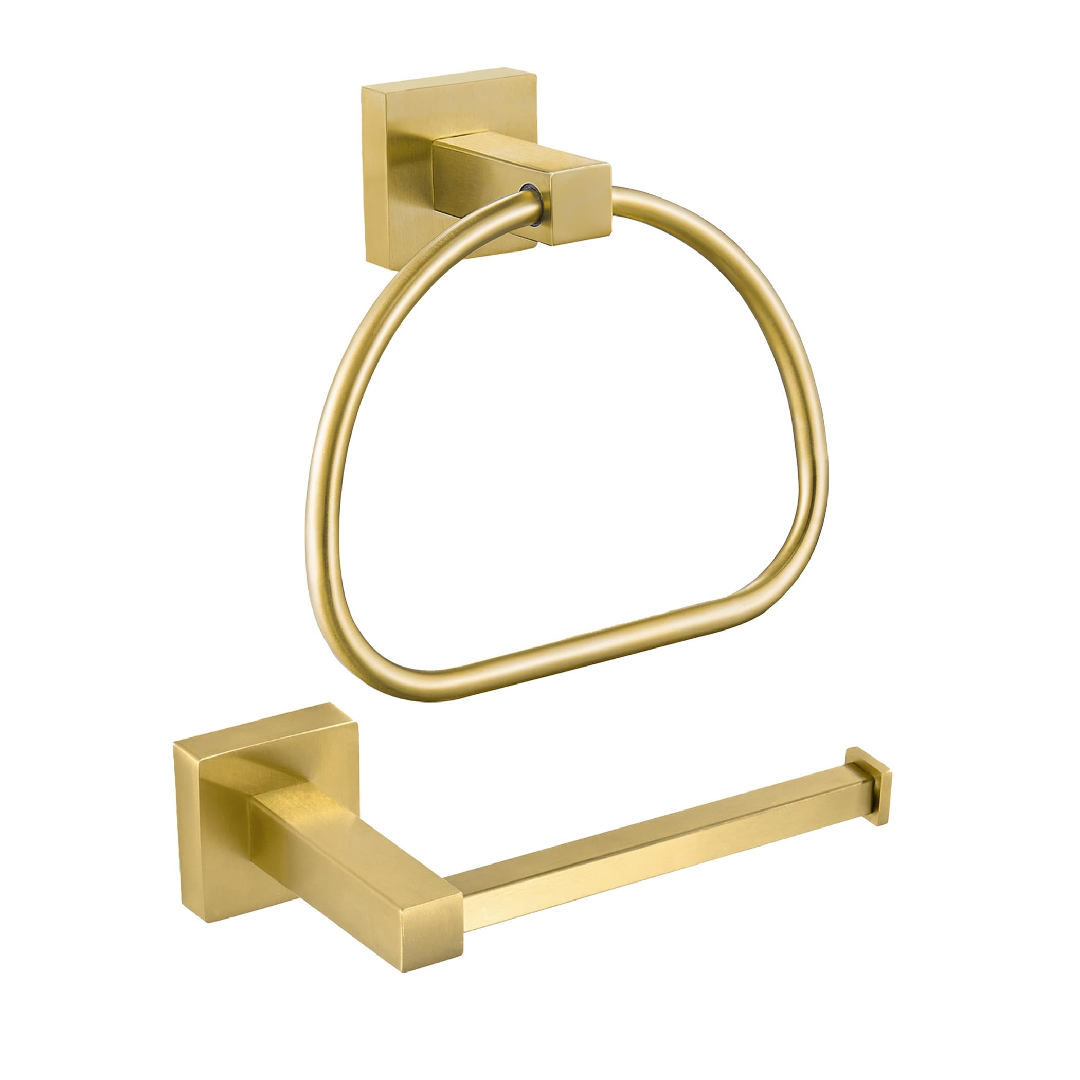 Leyden Gold Toilet Paper Holder Hand Towel Holder, Brushed Brass Toilet Roll Holder Towel Ring, Modern Bathroom Hardware Set Sta