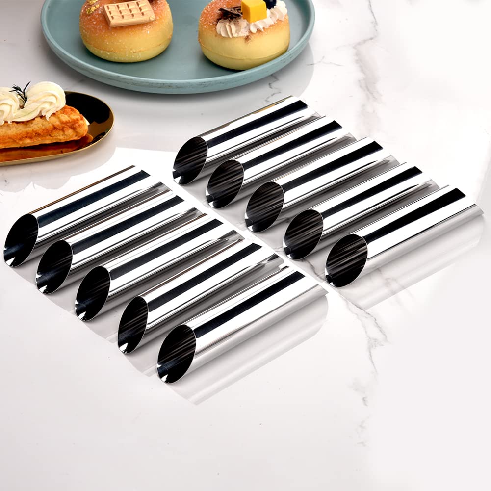 Guowall Cream Horn Mold, Stainless Steel Ice Cream Cone Mold And Tubular Shaped Reusable Pastry Mould For Baking, Diy Baking Too