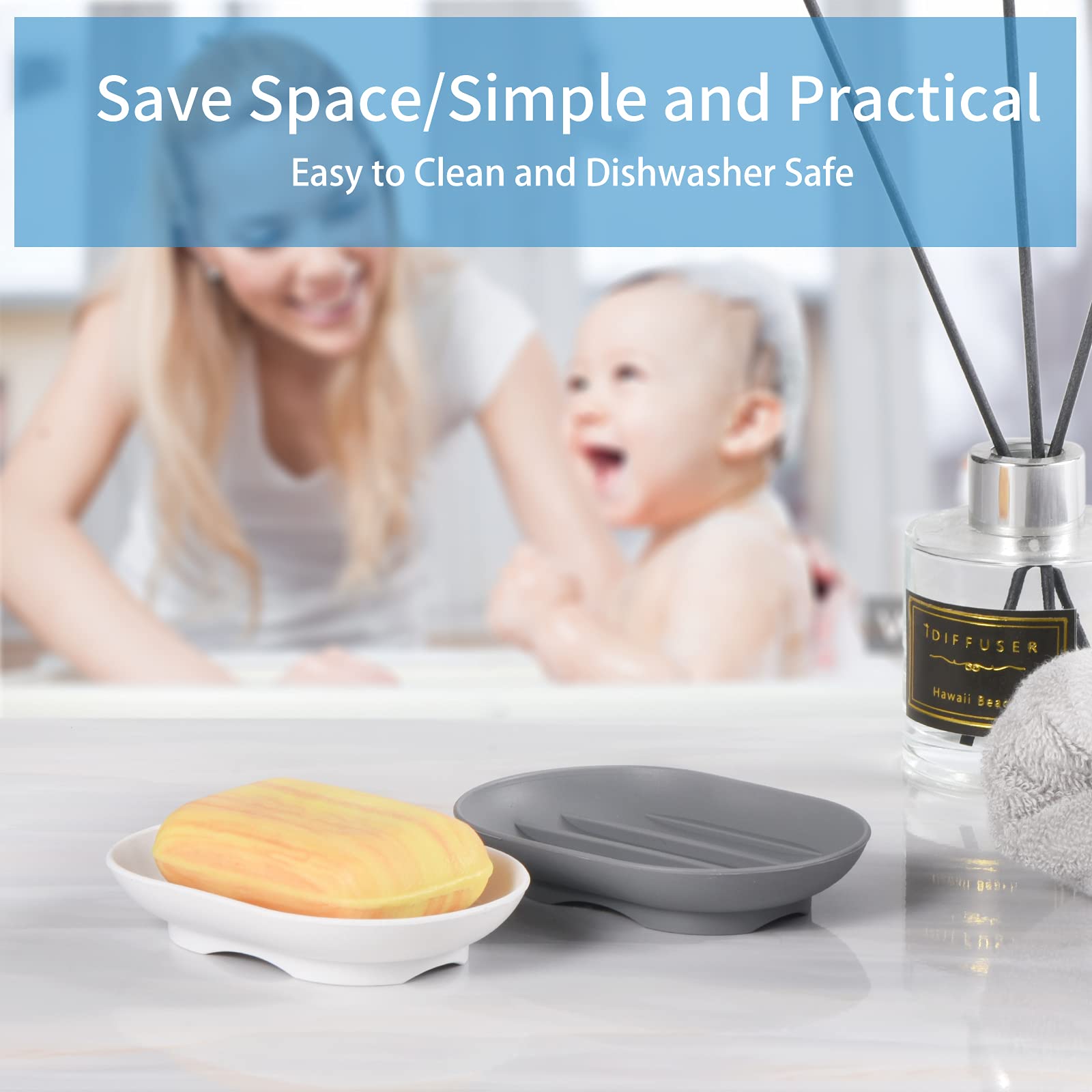 Bathroom Soap Dishes Dish Holder Stand Saver Tray Case For Shower-Silicone Rubber Drainer Dishes For Bar Soap Sponge Scrubber Ba