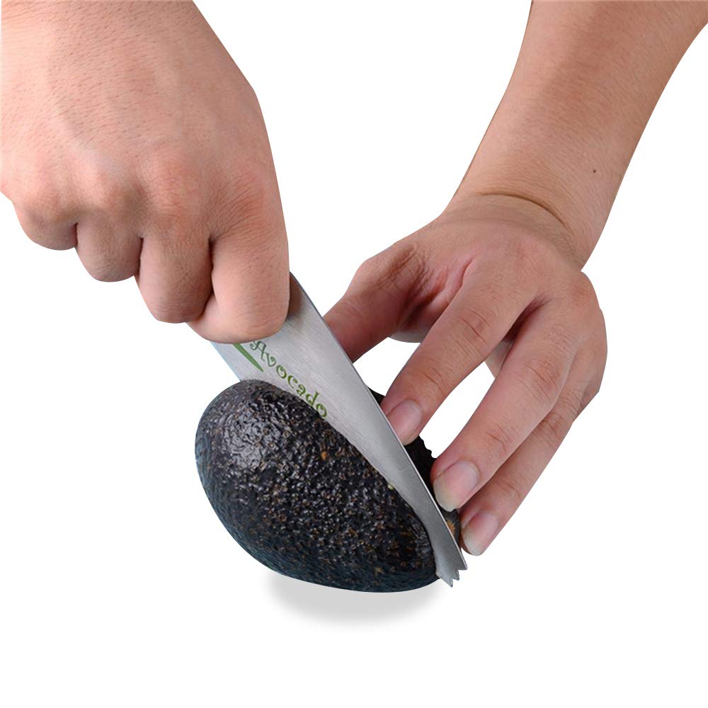 JIANGLAI Avocado Slicer - 3 in 1 Stainless Steel Cutter, Black-Green, One Size, Perfect for Toast & Guacamole