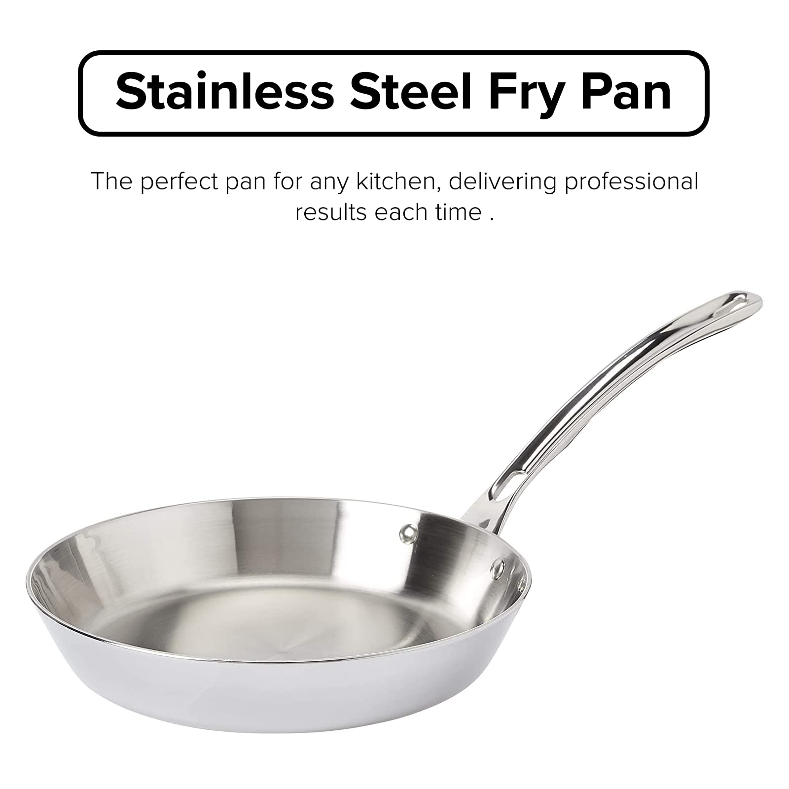 Viking Culinary Contemporary 3-Ply Stainless Steel Nonctick Fry Pan, 10 Inch, Ergonomic Stay-Cool Handle, Dishwasher, Oven Safe,