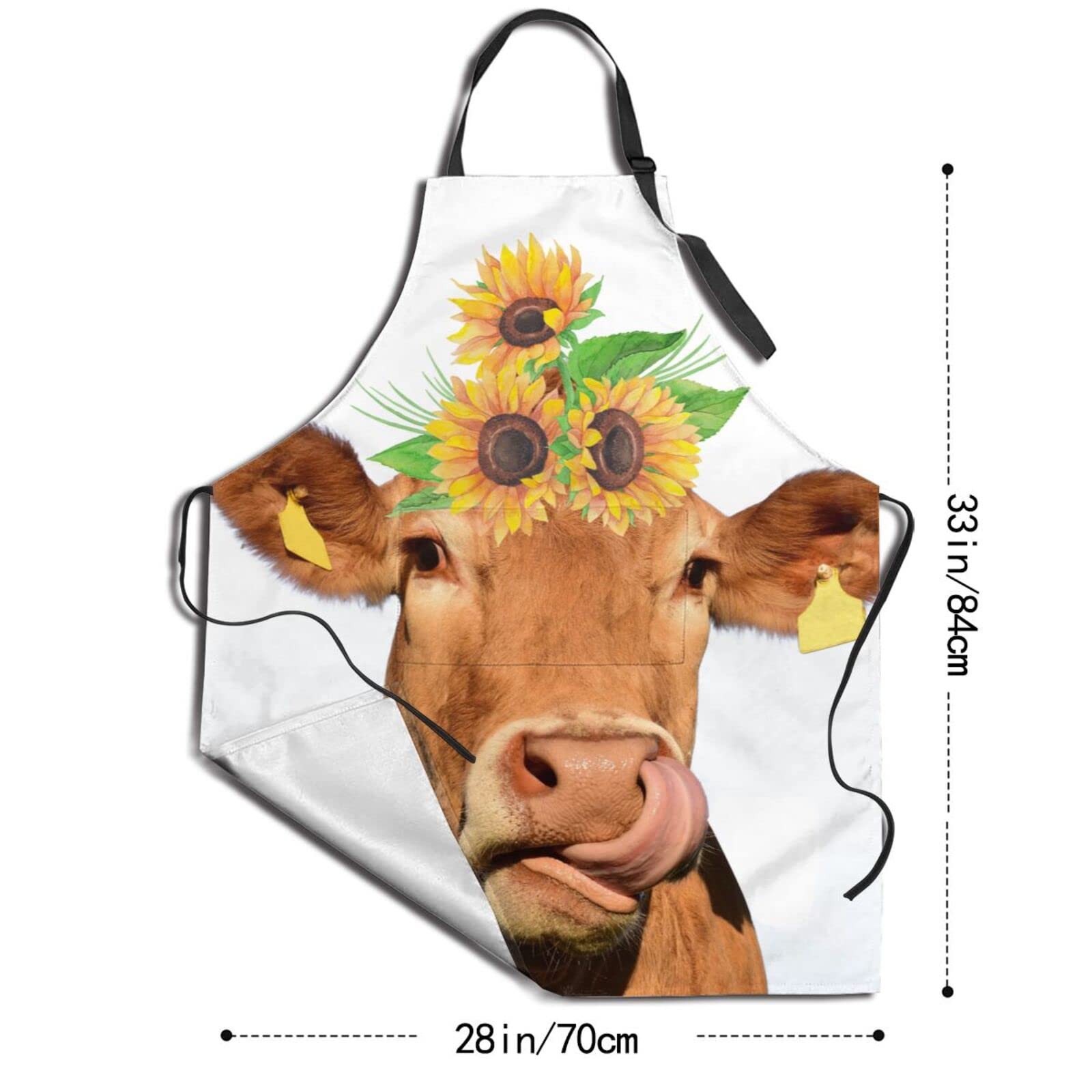 Sucuwiny Cow Apron Cooking Aprons For Women With Pockets Men Chef Kitchen Apron Cute Waterproof Plus Size Aprons For Adults