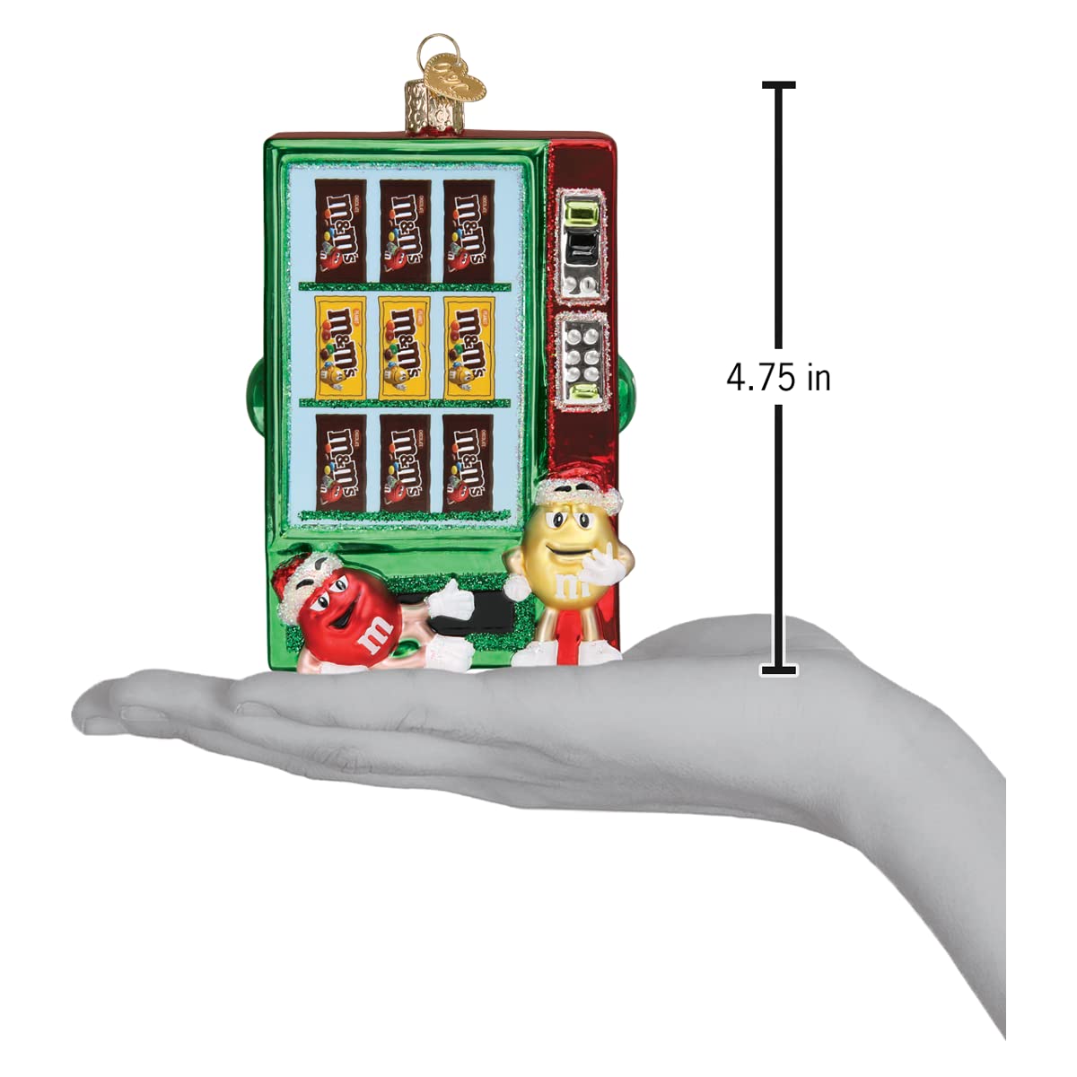Old World Christmas M&M S Vending Machine Glass Blown Ornament for Christmas Tree, Handcrafted Holiday Decoration, M&Ms Collecti