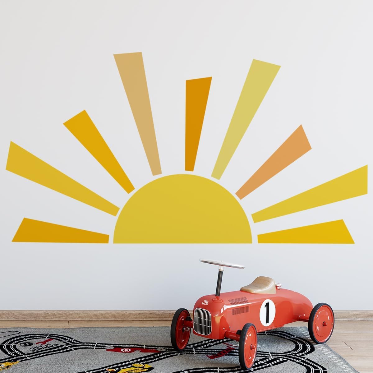 67.7X38.9 Inch Boho Half Sun Wall Decal Large Wall Decal Sunshine Wall Stickers Vinyl Wall Decals Removable Peel And Stick Wall