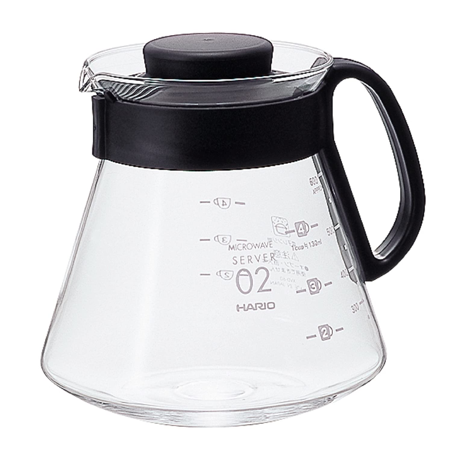 Hario V60 Glass Range Coffee Server, 600Ml, Black