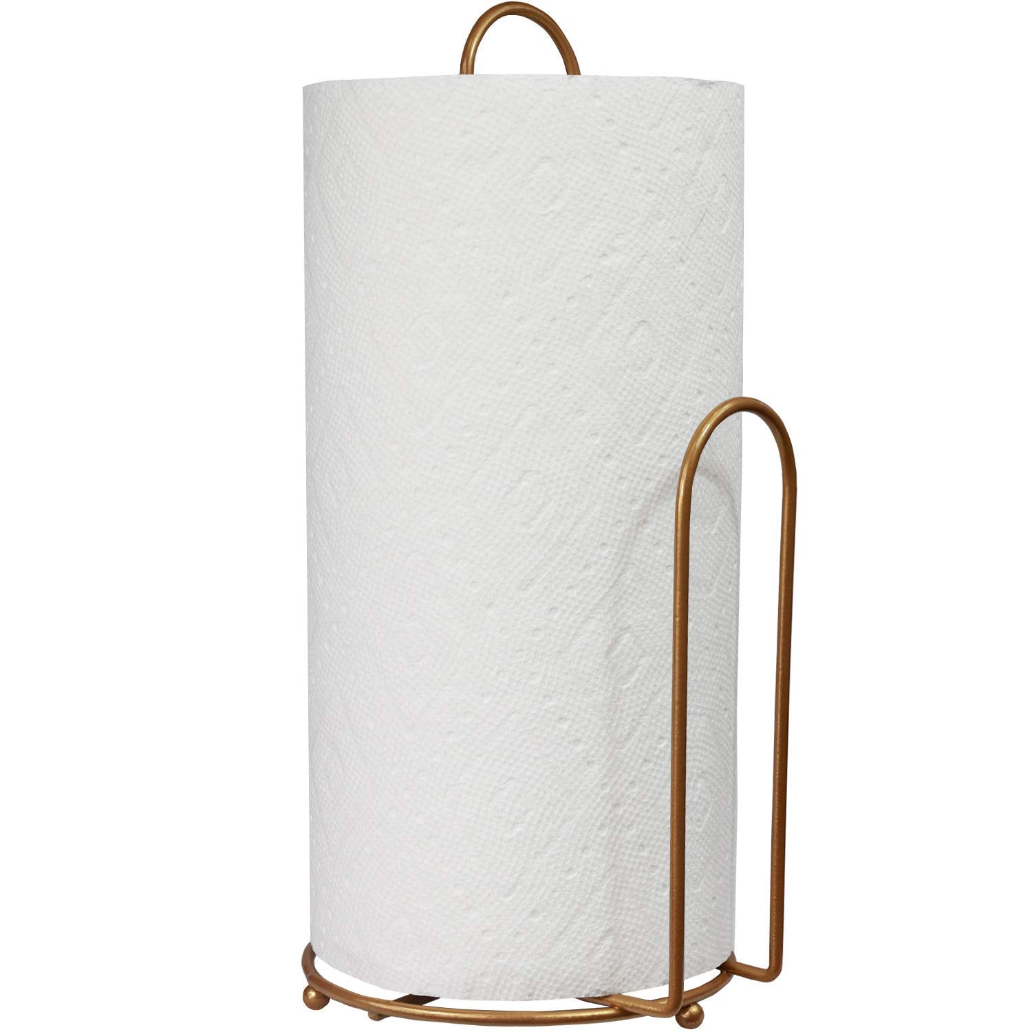 Blue Donuts Countertop Paper Towel Holder - Farmhouse Design, Easy One-Handed Tear, Gold Finish