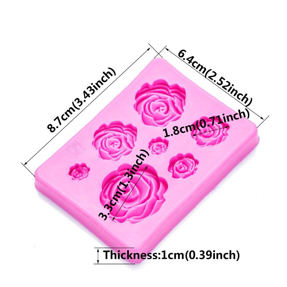 Anekoul 2Pcs Rose Flowers Silicone Molds Cake Chocolate Mold Wedding Cake Decorating Tools Fondant Sugarcraft Cake Molds