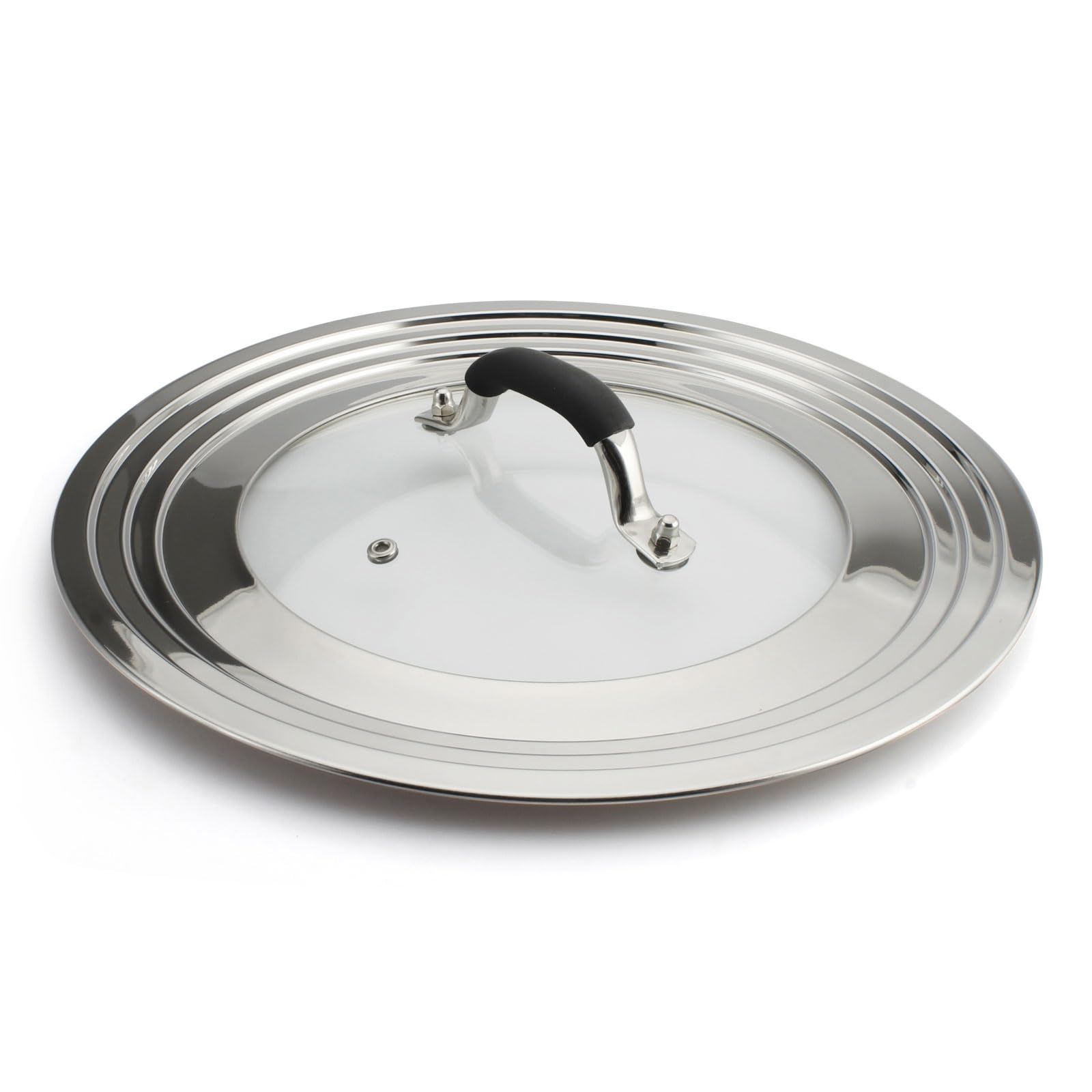 Homvida 15 Inch Large Universal Lid For 11-15'' Pans Pots, Stainless Steel Pan Lid Cover For 11 12 13 14 15 In Cast Iron Skillet