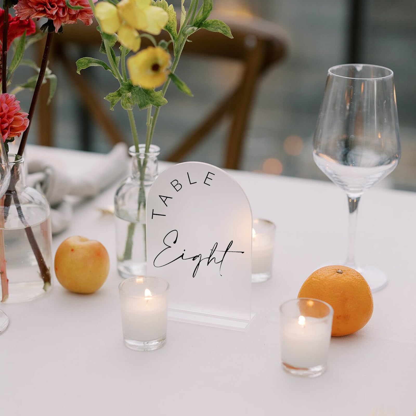 Jinmury Frosted Arch Wedding Table Numbers 1-30 With Stands, 5X7 Inch Frosted Arch Acrylic Sign With Black Letters, Frosted Arch