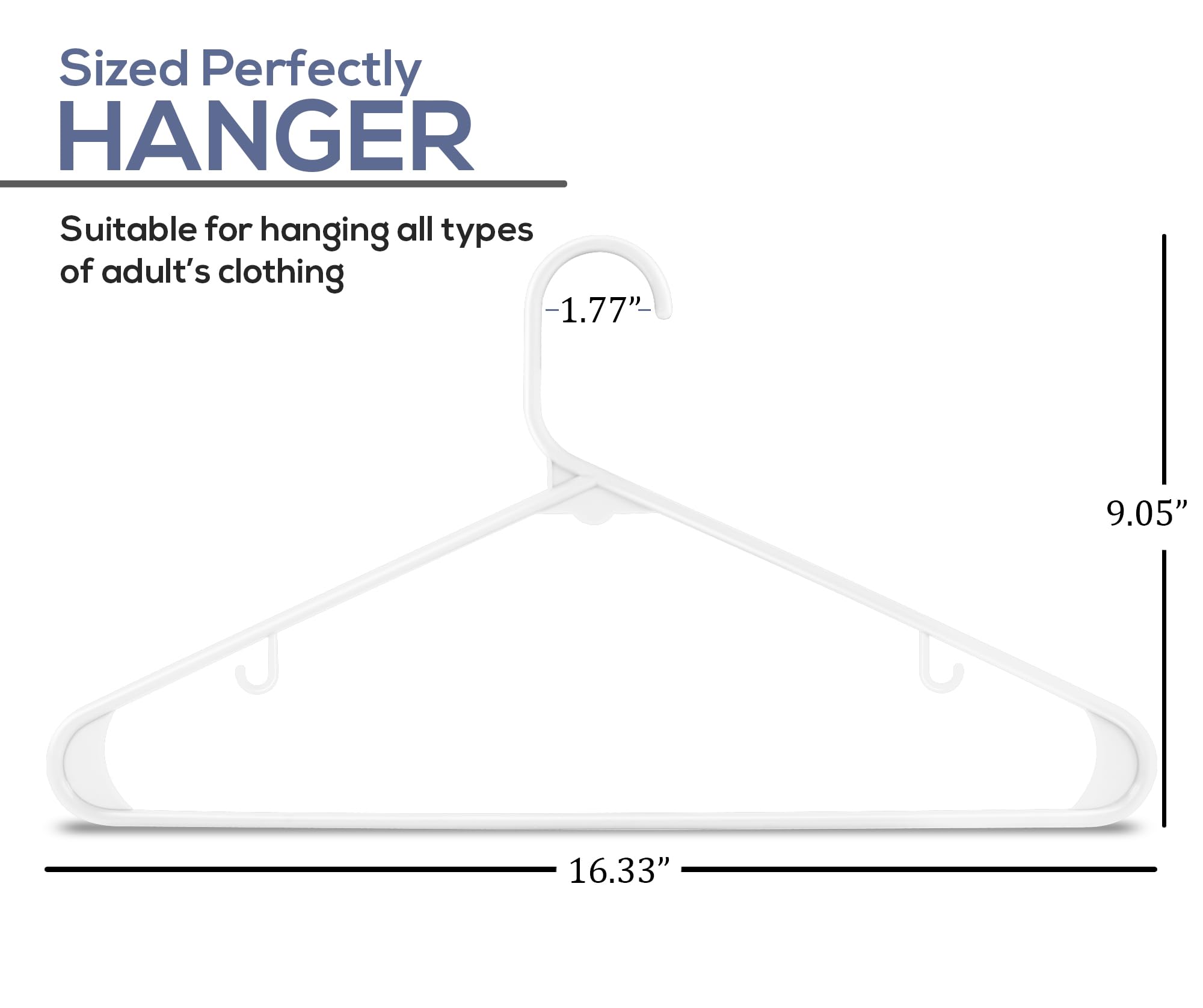 Utopia Home Plastic Hangers 200 Pack - Clothes Hanger With Hooks - Durable & Space Saving Coat Hanger - Heavy Duty White Hangers
