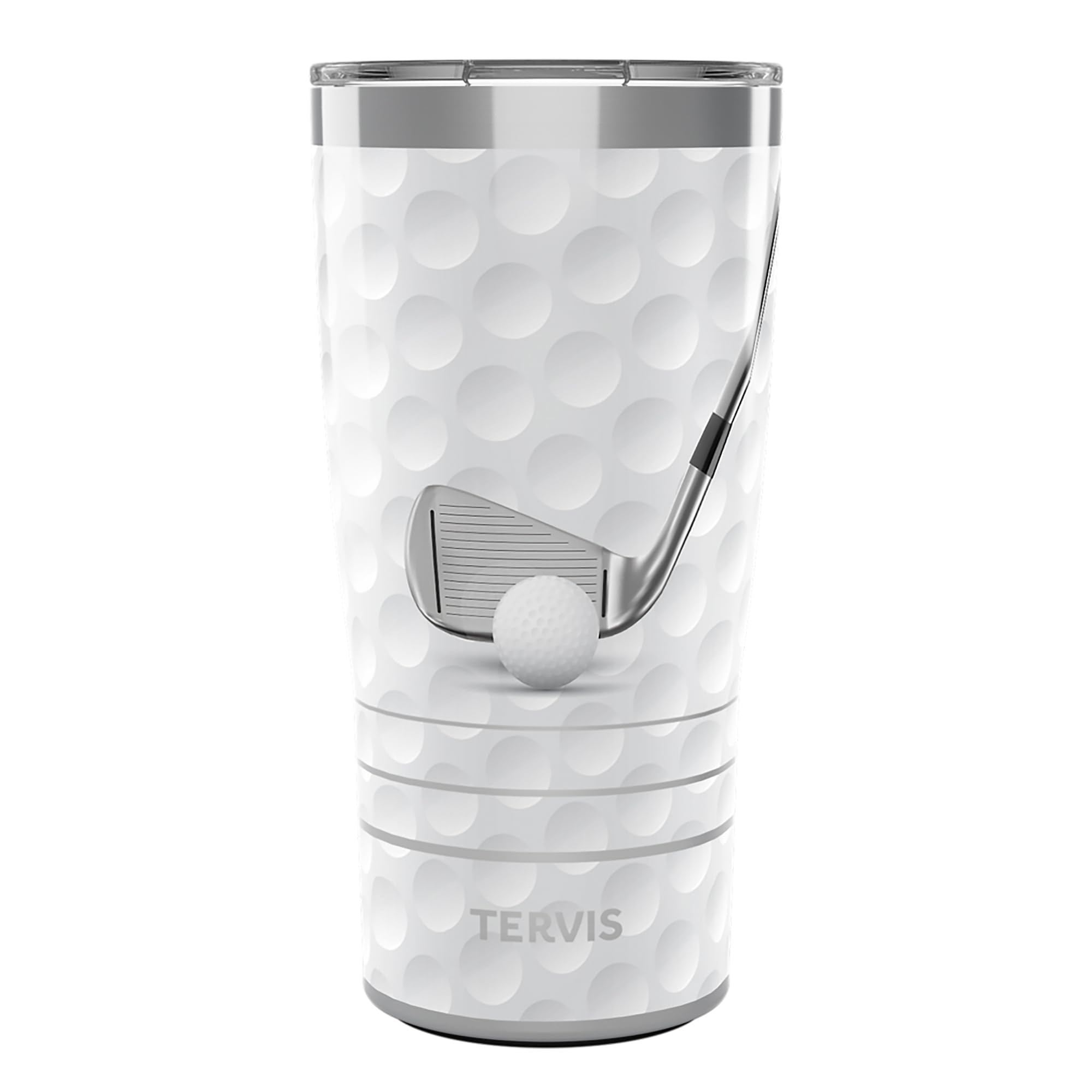 Tervis Traveler Dimple Golf Club and Ball Triple Insulated Tumbler Travel Cup Keeps Drinks Cold & Hot, 20oz, Stainless Steel