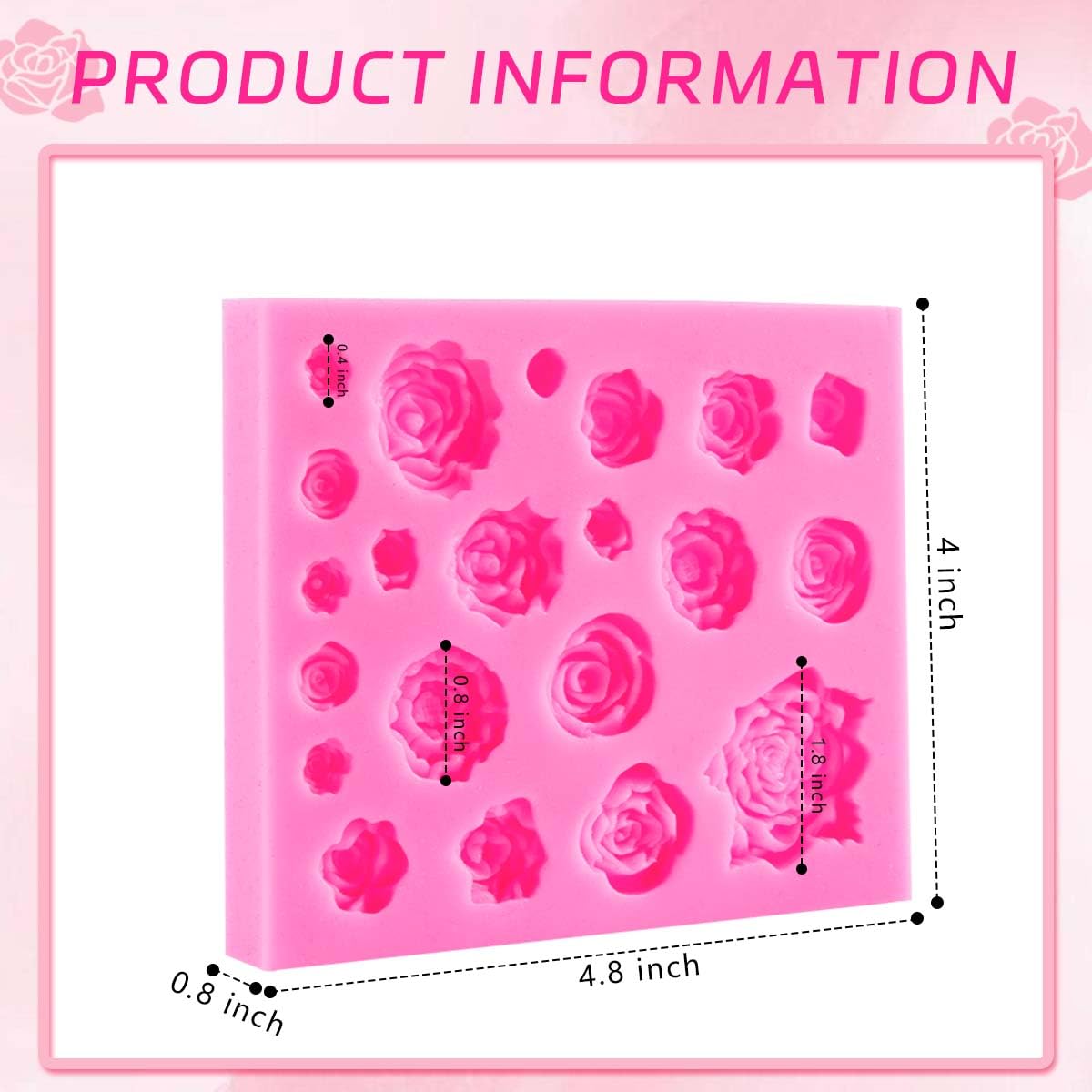 Obtanim Silicone Rose Flower Fondant Mold 21 Cavity Roses Shape Cake Cupcake Top Decoration Mould For Chocolate Handmade Candy M