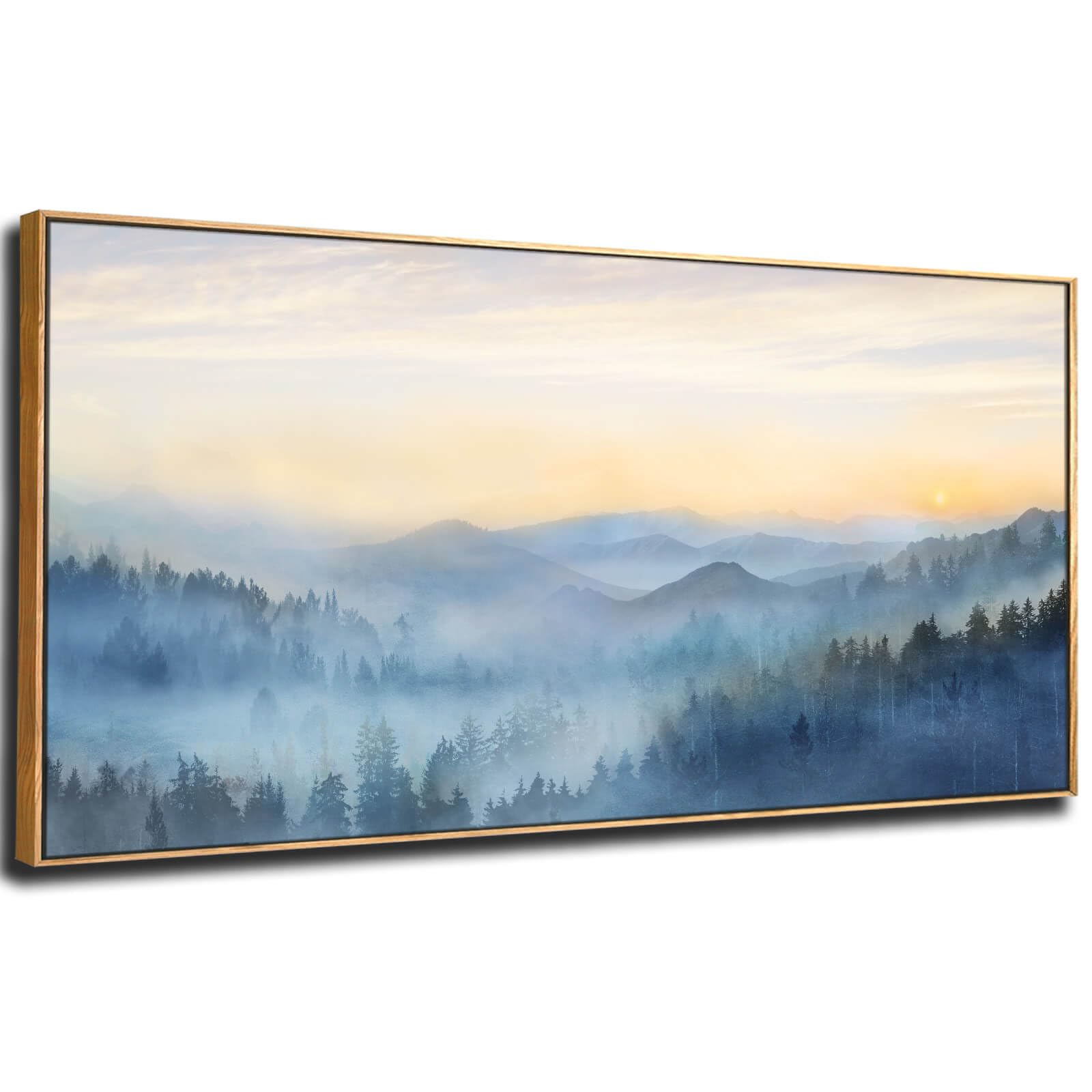 Yjyart Canvas Wall Art Misty Forest Gold Wall Decor Nature Painting Modern Artwork For Bedroom Kitchen Office Wall Decorations 2
