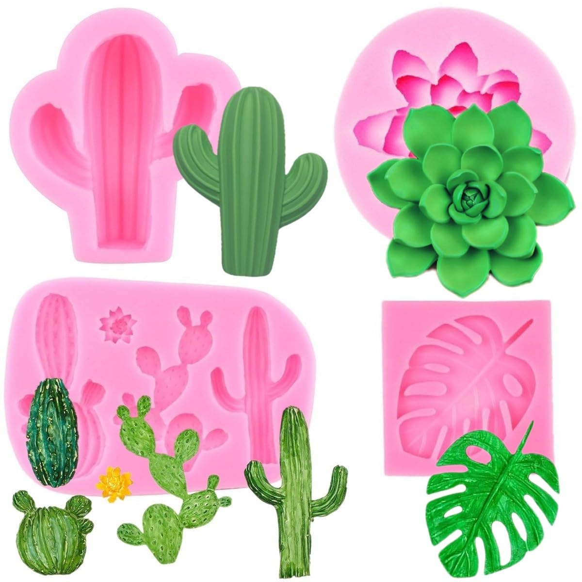Cactus Silicone Molds Cacti Hawaiian Fondant Mold for Making Sugar Chocolate Candy Gum Paste Cupcake Cake Decoration Supplies