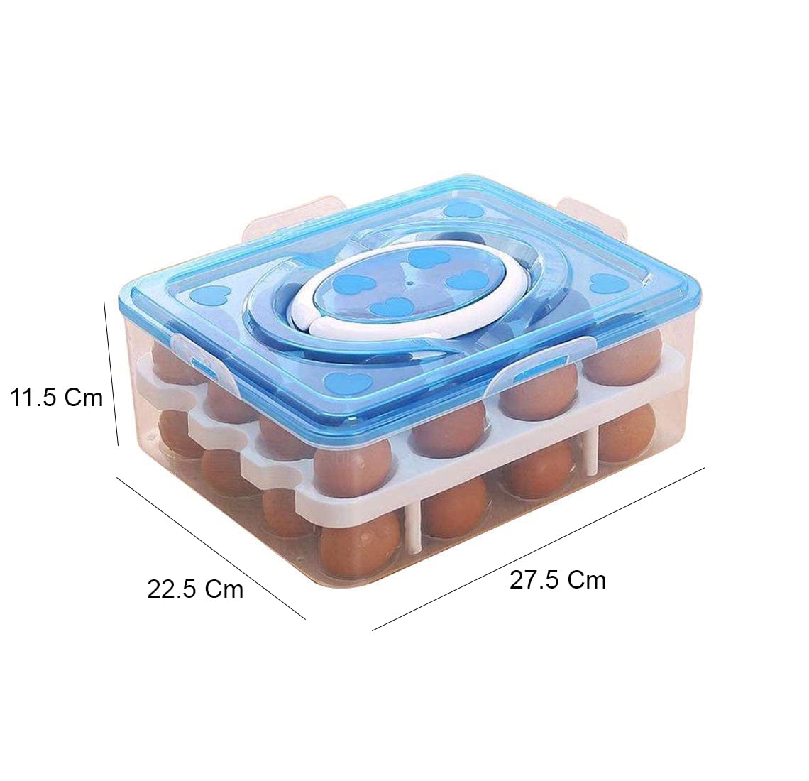 Styleys Double Layer Plastic 32 Grid Egg Storage Box For Refrigerator Kitchen With Lid (Pink_S11063, Square)