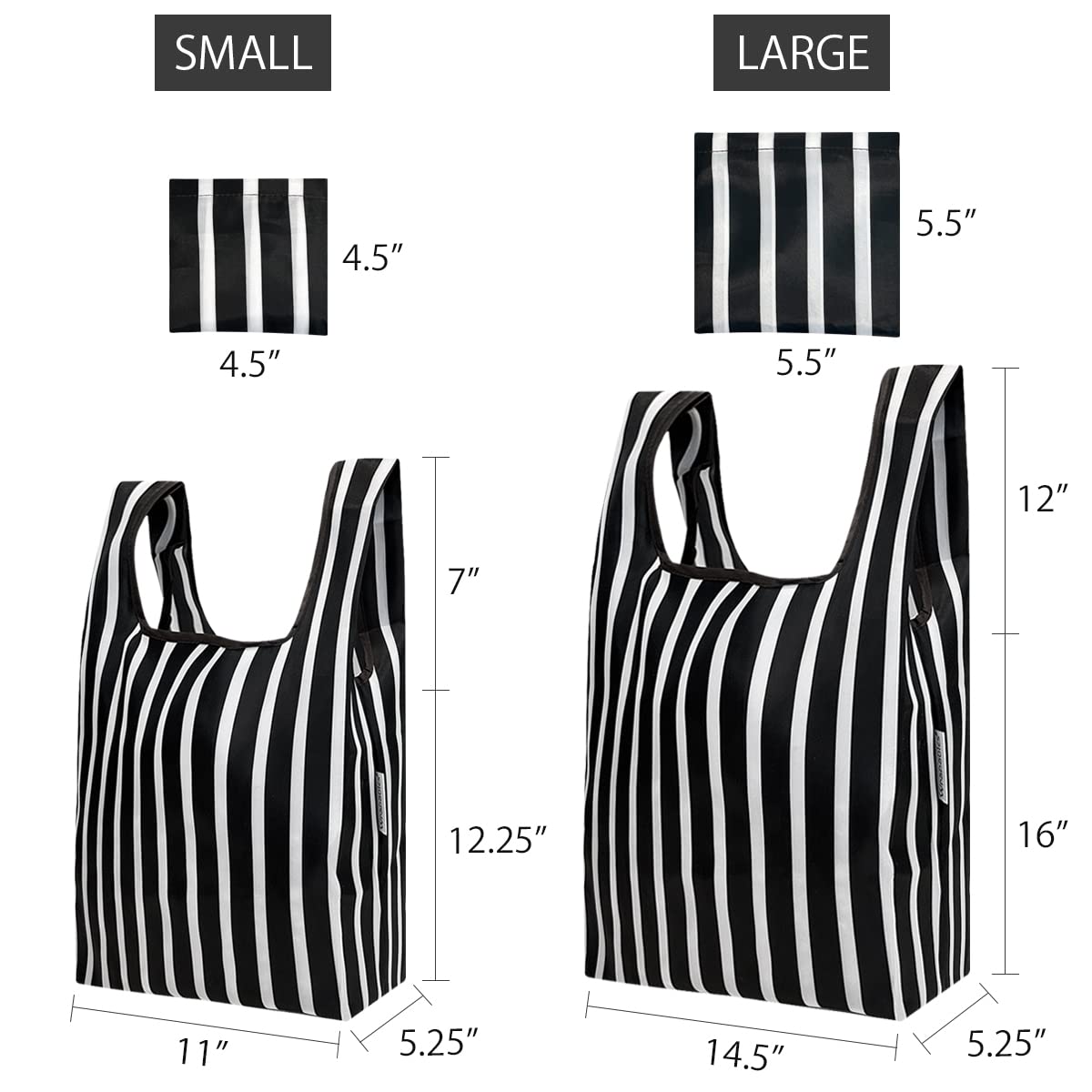 Wrapables Jolibag Collection Reusable Shopping Bag (Set Of 2), Stripes