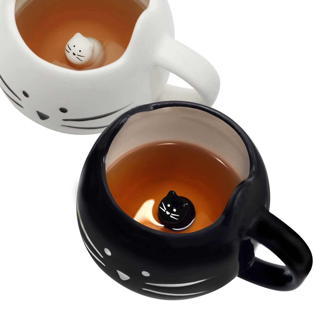 Koolkatkoo Cat Coffee Mug Set, Black and White, 12 oz