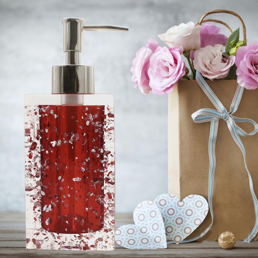 Luant 5-Piece Resin Bathroom Accessory Set With Soap Dish, Dispenser, Toothbrush Holder And Tumbler, Red