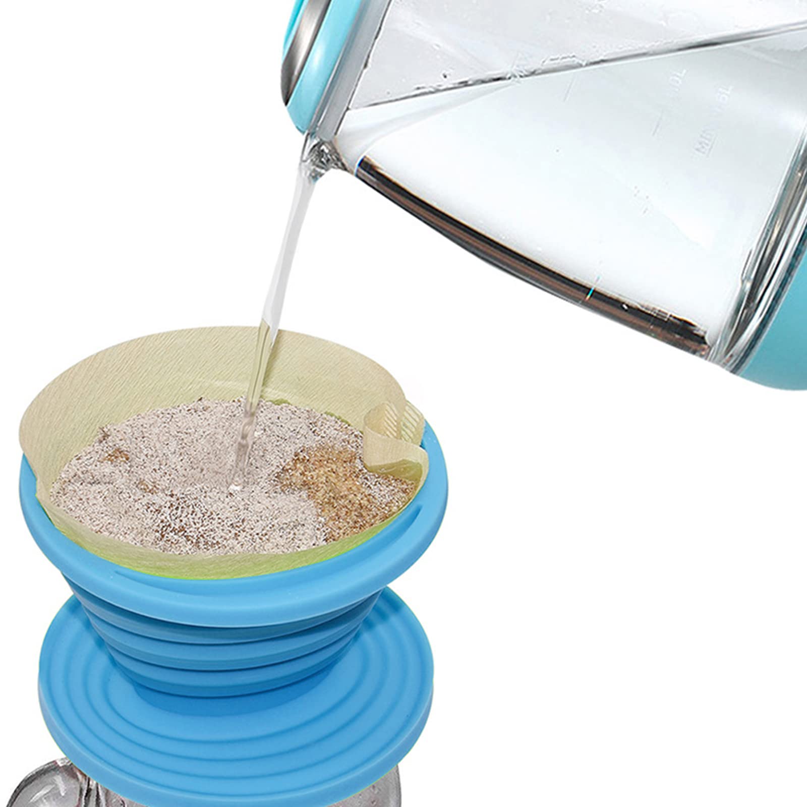 Cheerock Collapsible Coffee Filter Silicone Coffee Maker Reusable Coffee Dripper For Hiking, Camping, Home, Office (Blue)