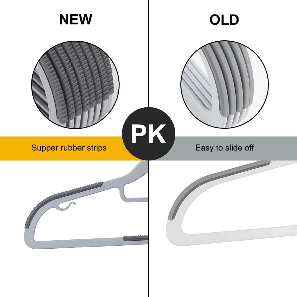 Plastic Hangers 50 Pack Heavy Duty Dry Wet Clothes Hangers with Non-Slip Pads Space Saving 0.2 '' Thickness Super Lightweight Organizer