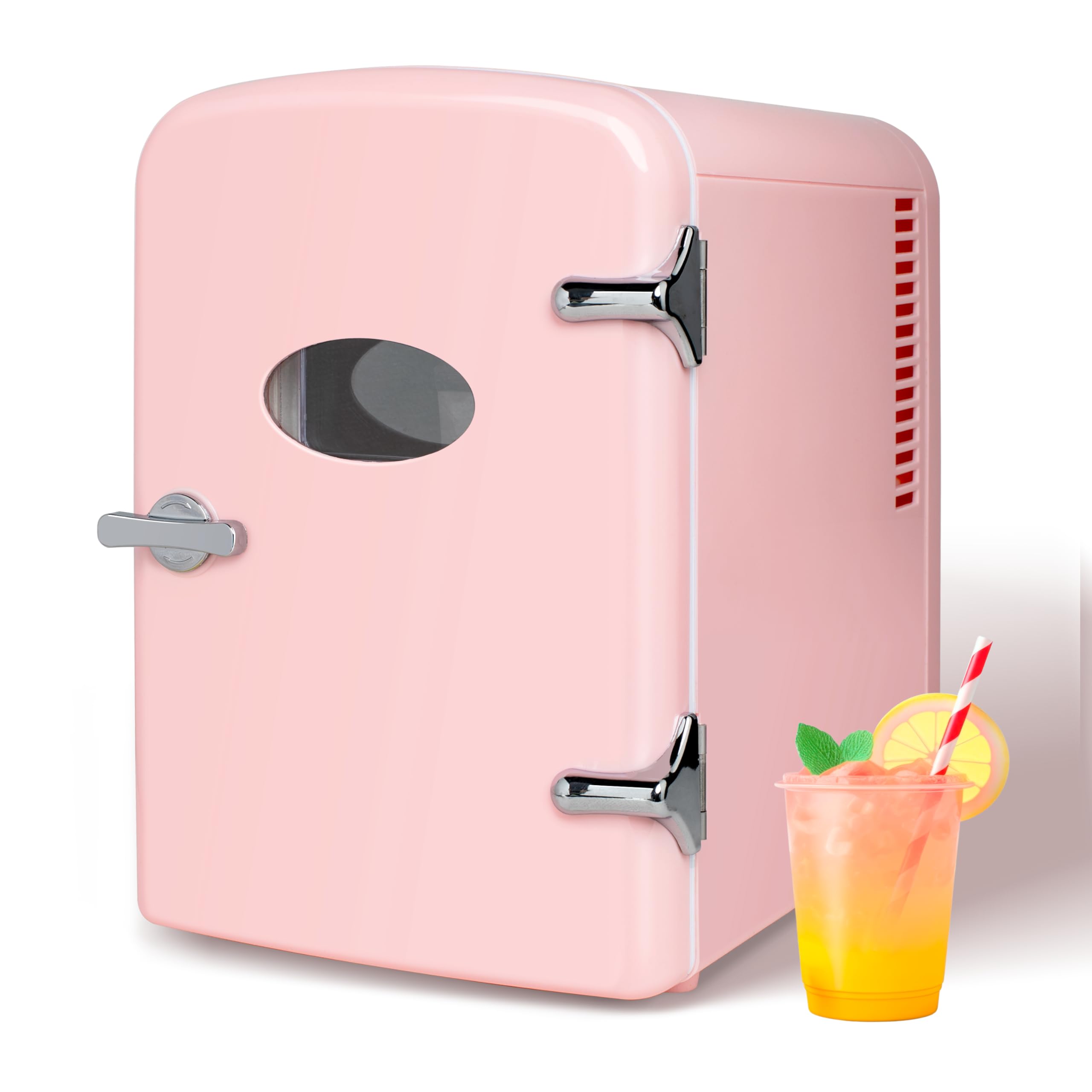 Simple Deluxe Mini Observation 6 Can Compact Cooler & Warmer Freon-Free Small Refrigerator, Portable Fridge for Skincare, 4L wit