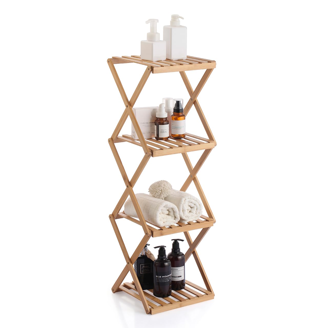Lifelong 4Tier Bamboo Bathroom & Countertop Organizer | WaterResistant Shelf For Towels, Toiletries, Perfumes & Plants | EcoF