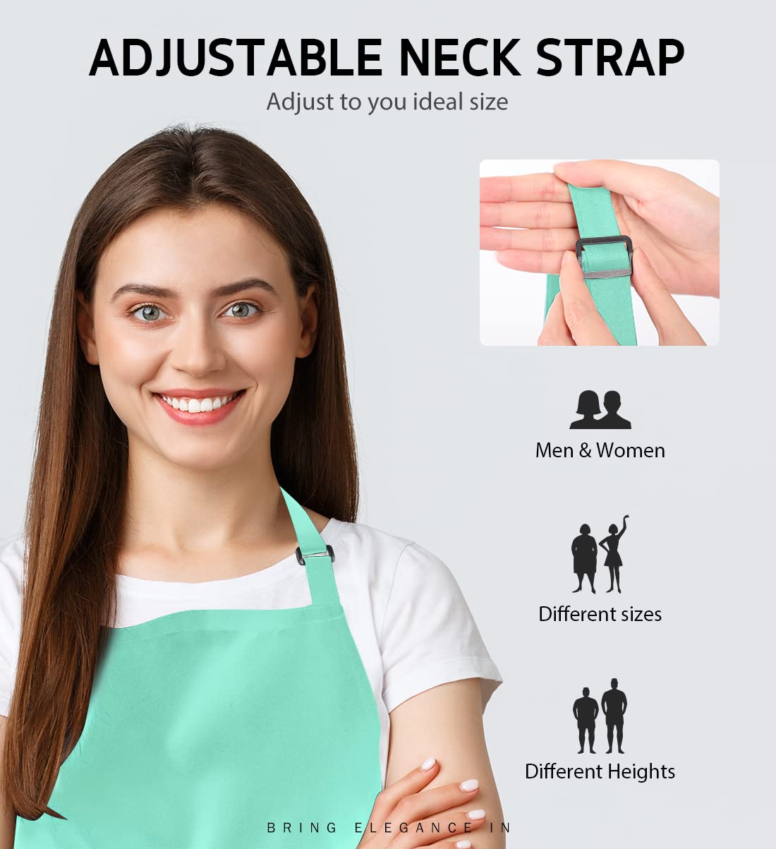 Syntus 2 Pack Adjustable Bib Apron Waterdrop Resistant with 2 Pockets Cooking Kitchen Aprons for BBQ Drawing, Women Men Chef, Li
