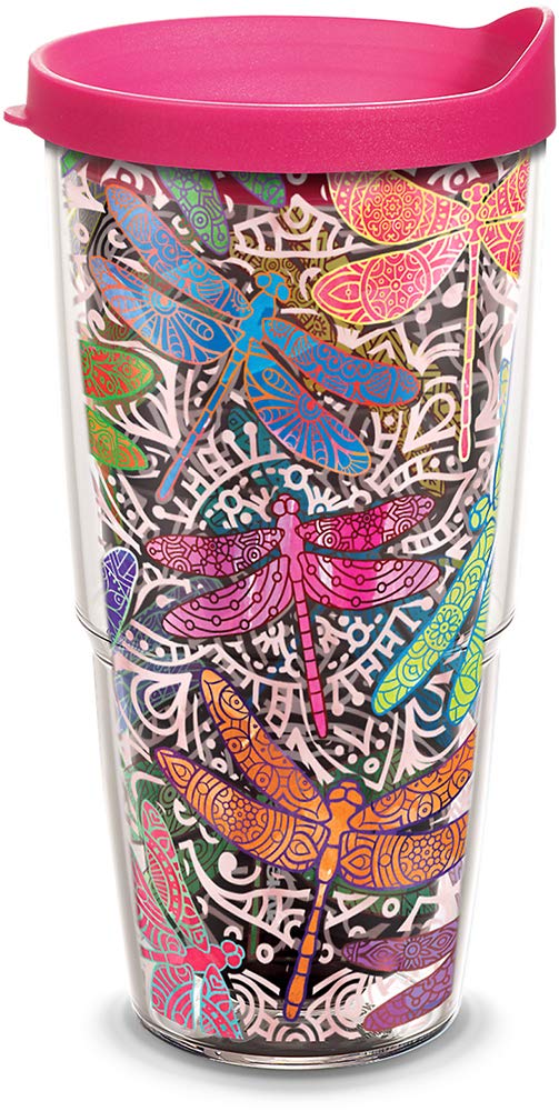 Tervis Made In Usa Double Walled Dragonfly Mandala Insulated Tumbler Cup Keeps Drinks Cold & Hot, 24Oz, Quartz