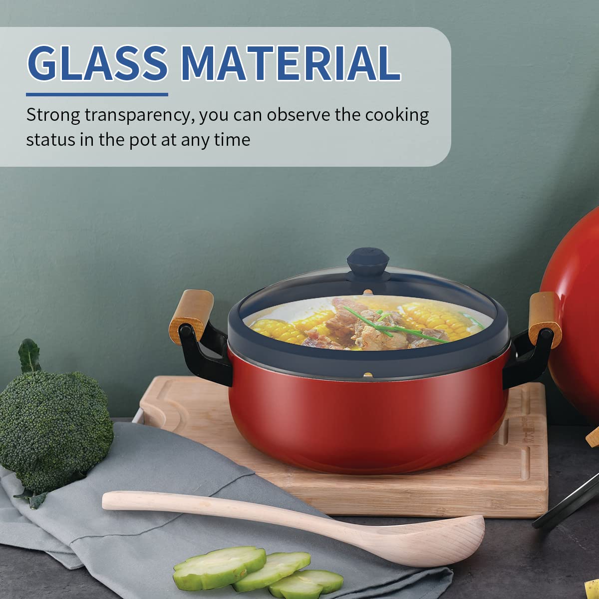 Microwave Glass Cover Splatter Guard Lid With Anti-Scald Silicone Handles And Vented Edge For Food Pot Plate Cover 10.5 Inch Blu