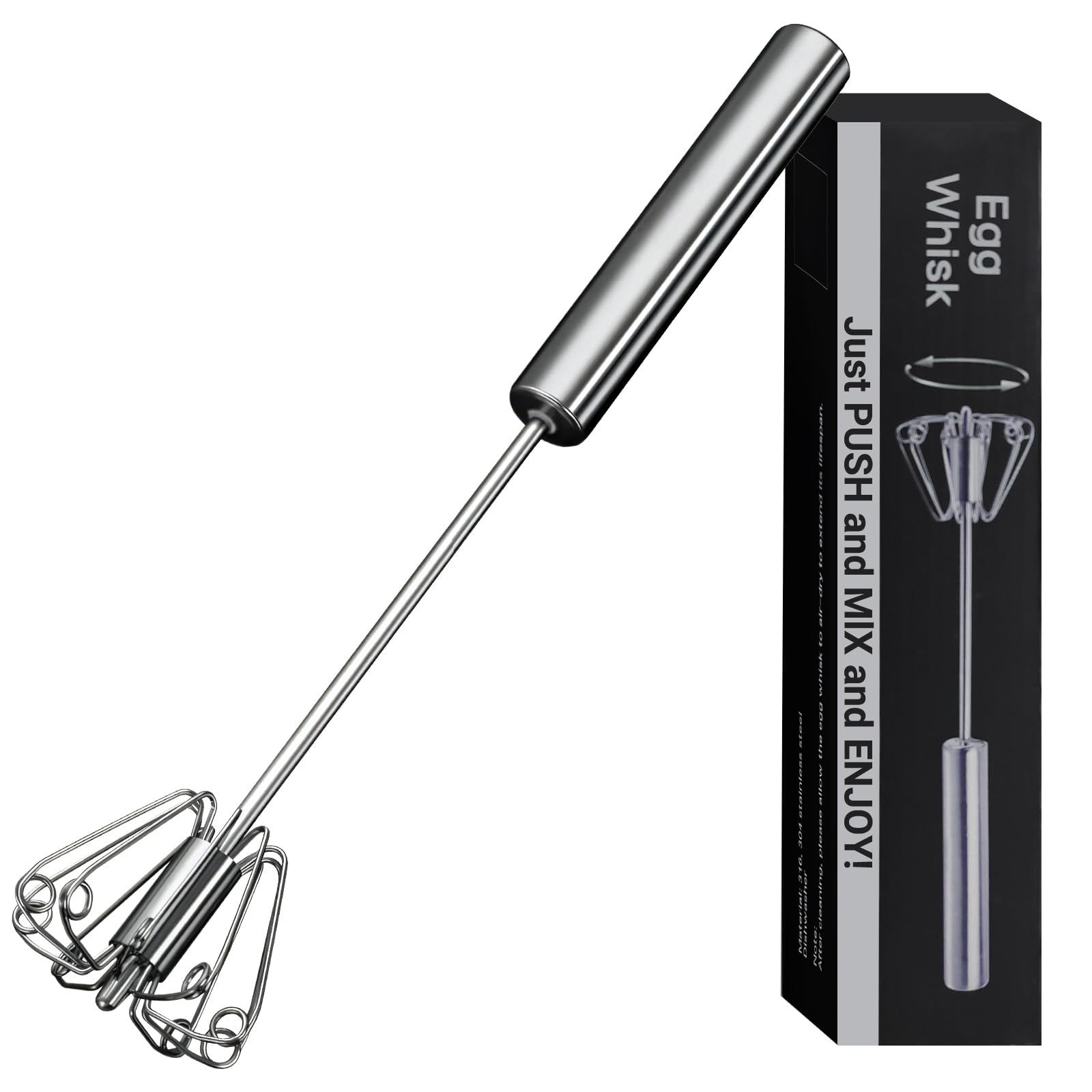 Egg Whisk, Upgraded Stainless Steel Semi Automatic Whisk,Hand Wisk Egg Beater Easy to Use for Making Cream, Blending, Whisking, 
